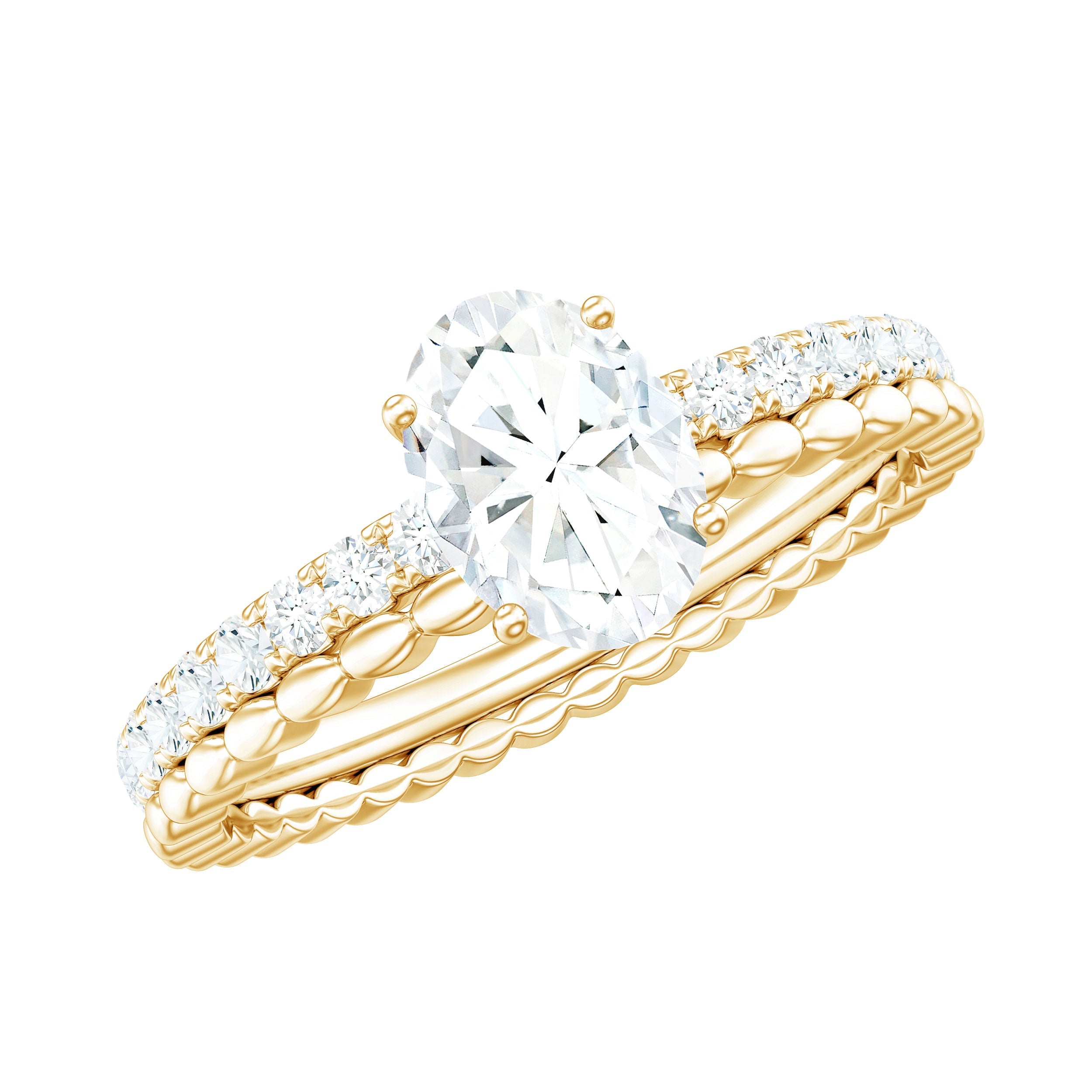5x7mm Solitaire Moissanite Oblong Engagement Ring