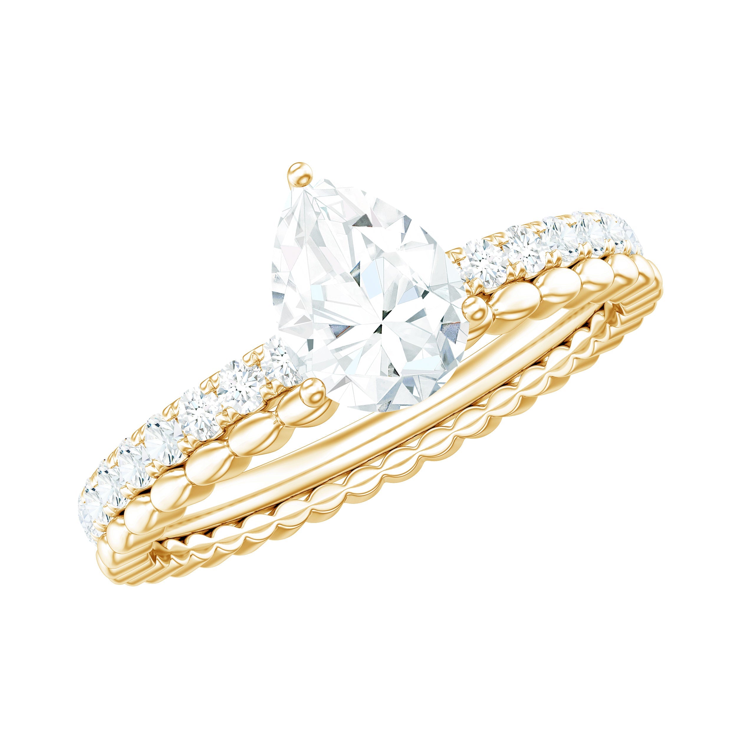 5X7mm Pear Cut Moissanite Solitaire Engagement Ring