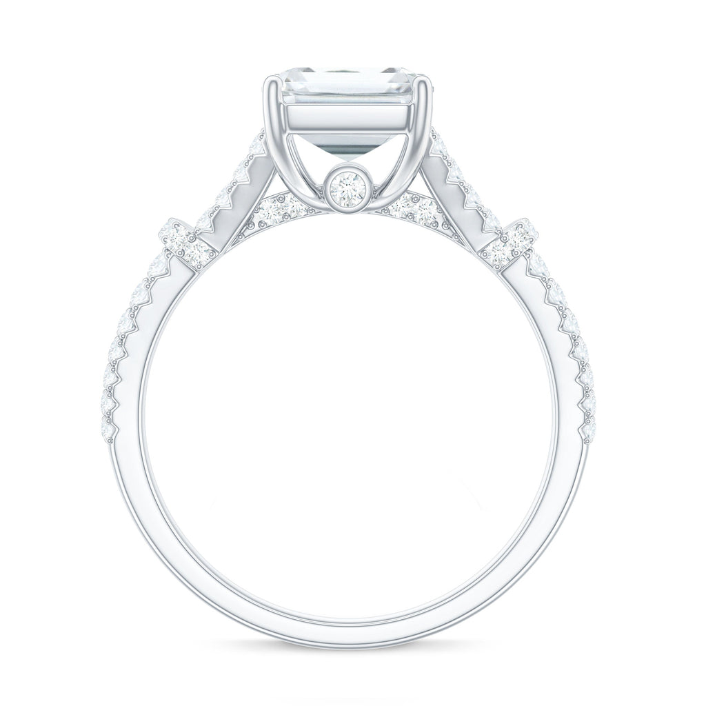 7x9 MM Emerald Cut Moissanite Split Shank Engagement Ring for Women