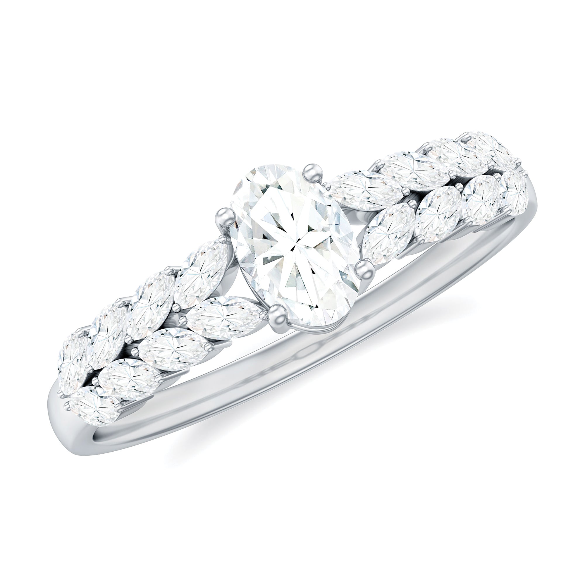 4x6mm Oval Cut Certified Moissanite Engagement Split Shank Ring