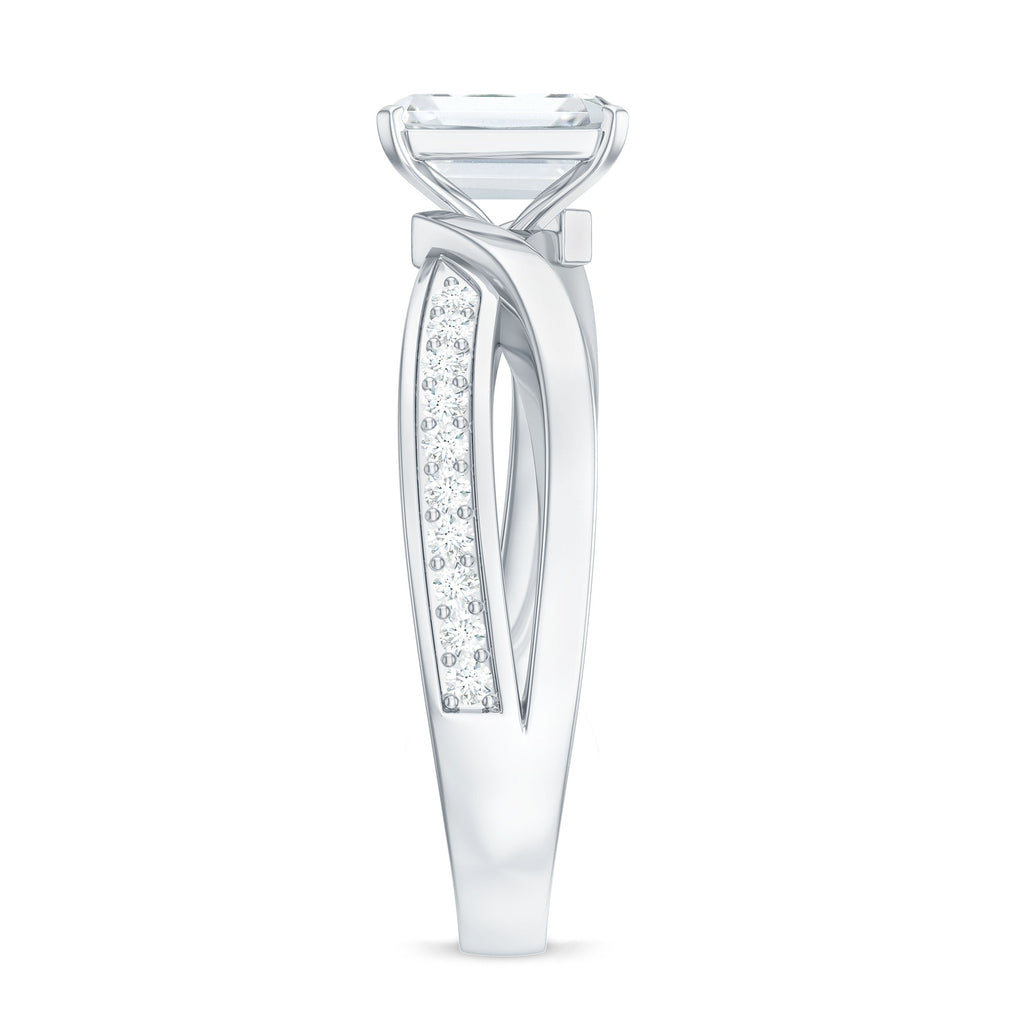 6X8mm Emerald Cut Moissanite Infinity Engagement Ring