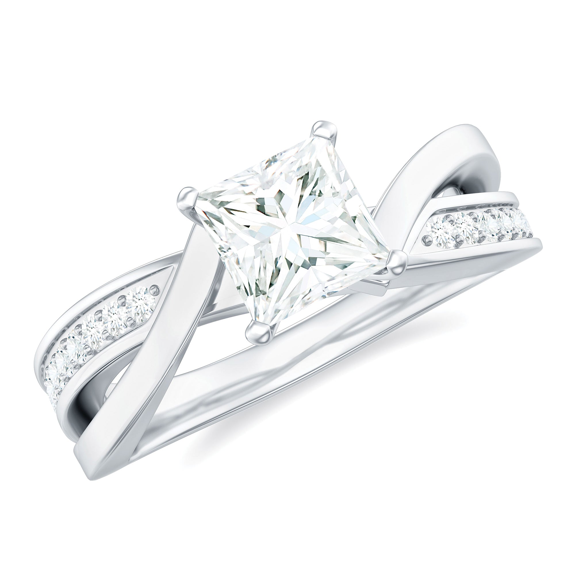 5mm Princess Cut Moissanite Solitaire Infinity Engagement Ring