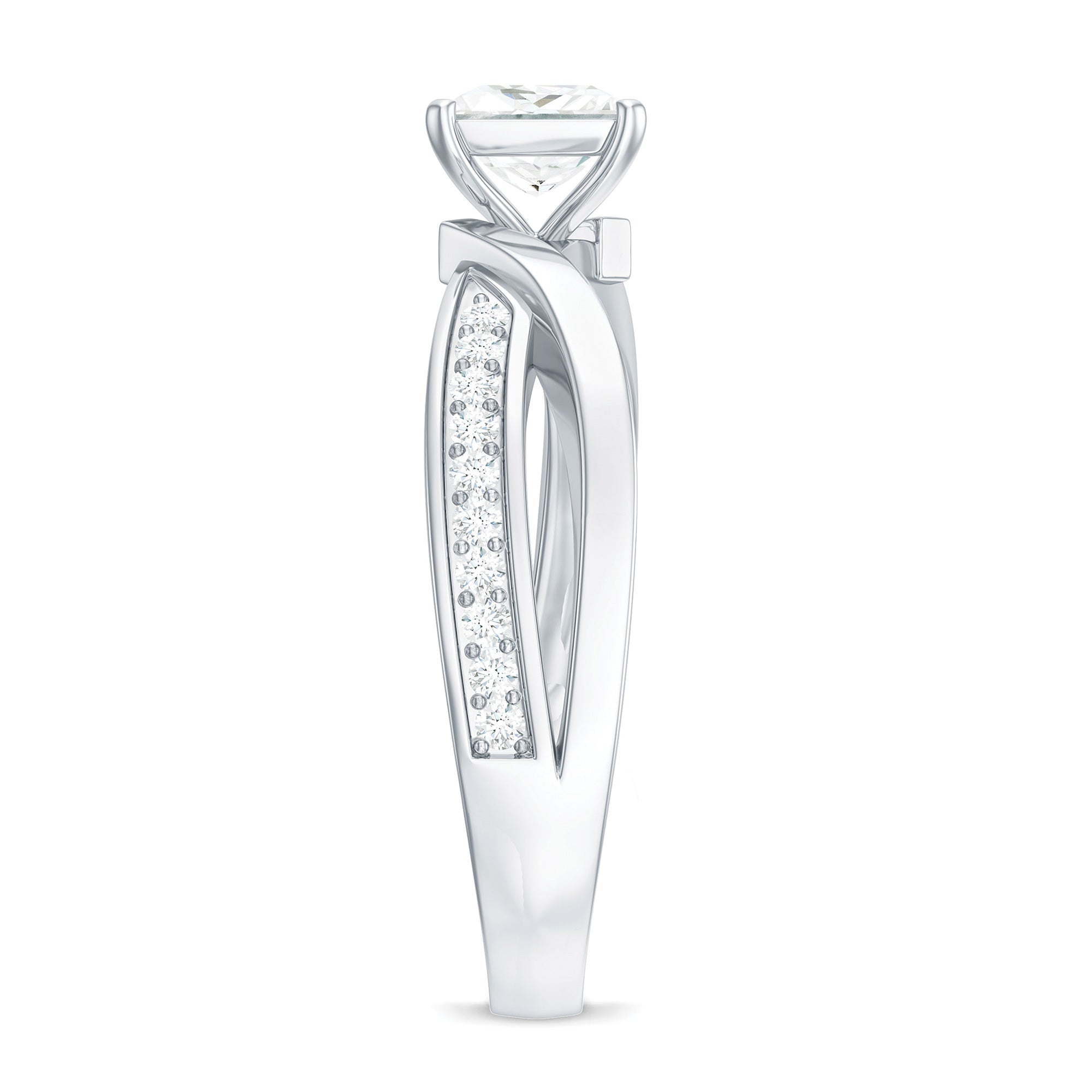 5mm Princess Cut Moissanite Solitaire Infinity Engagement Ring