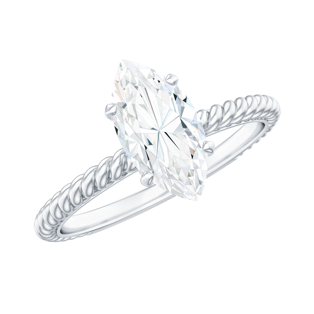 5X10mm Marquise Cut Moissanite Solitaire Engagement Ring with Twisted Rope Shank