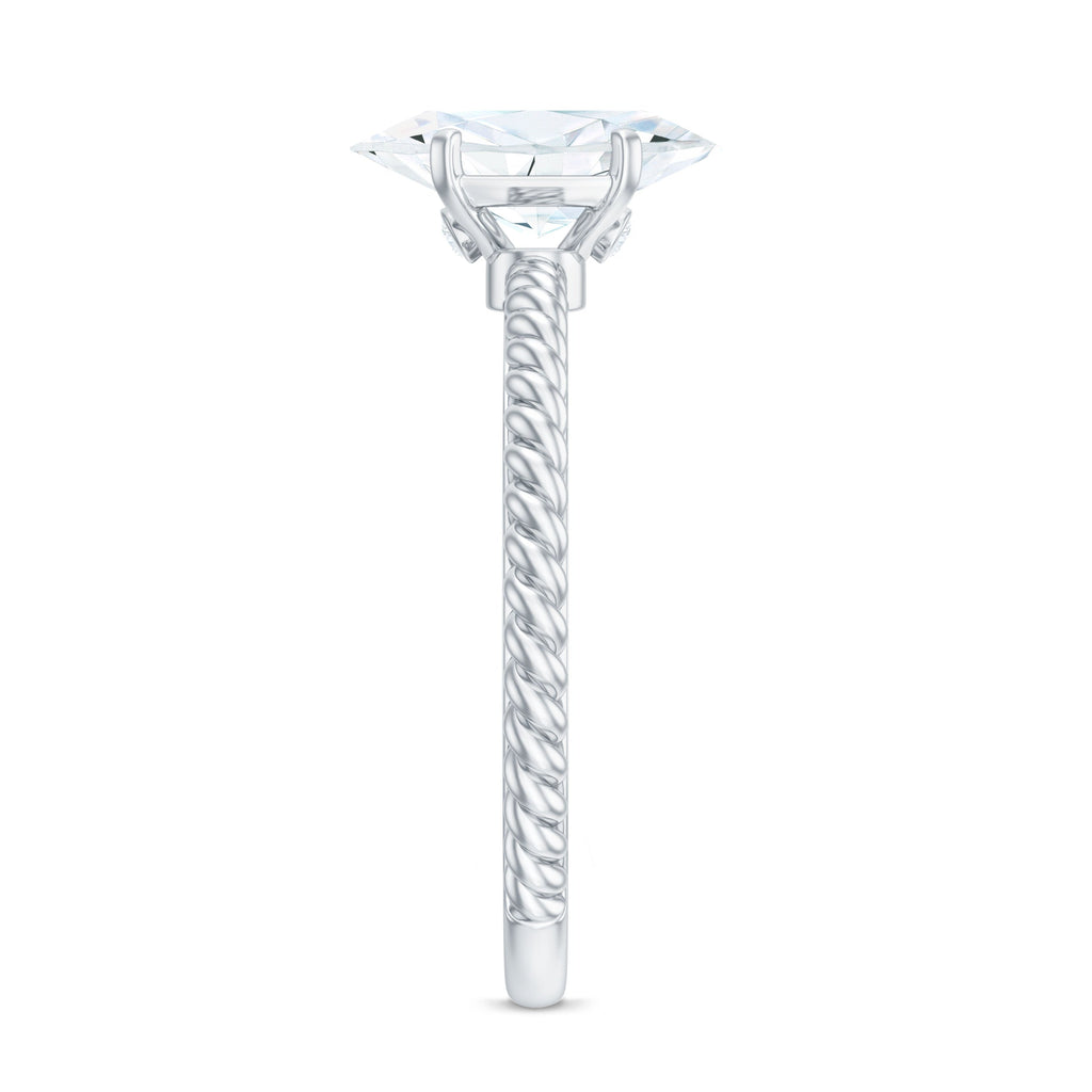 5X10mm Marquise Cut Moissanite Solitaire Engagement Ring with Twisted Rope Shank