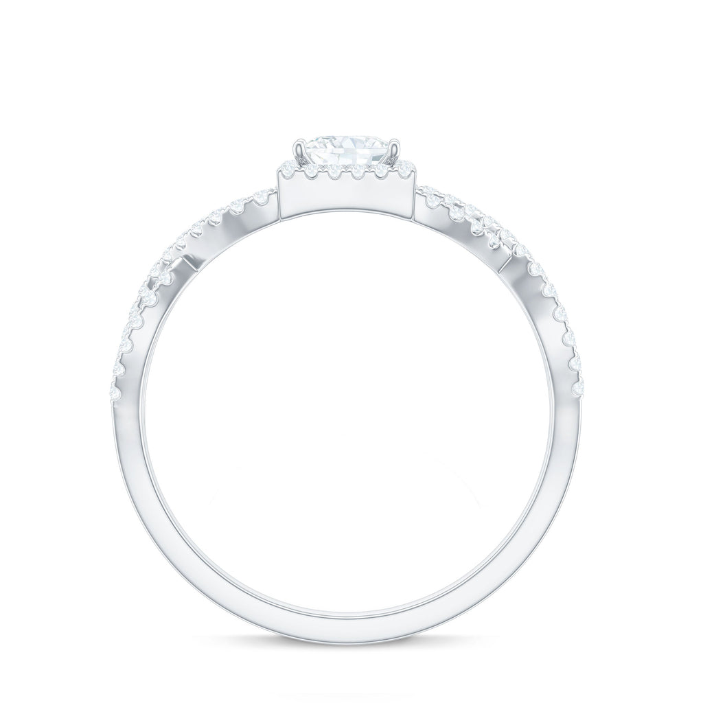 Moissanite 4mm Square Cut Engagement Ring with Crossover Shank