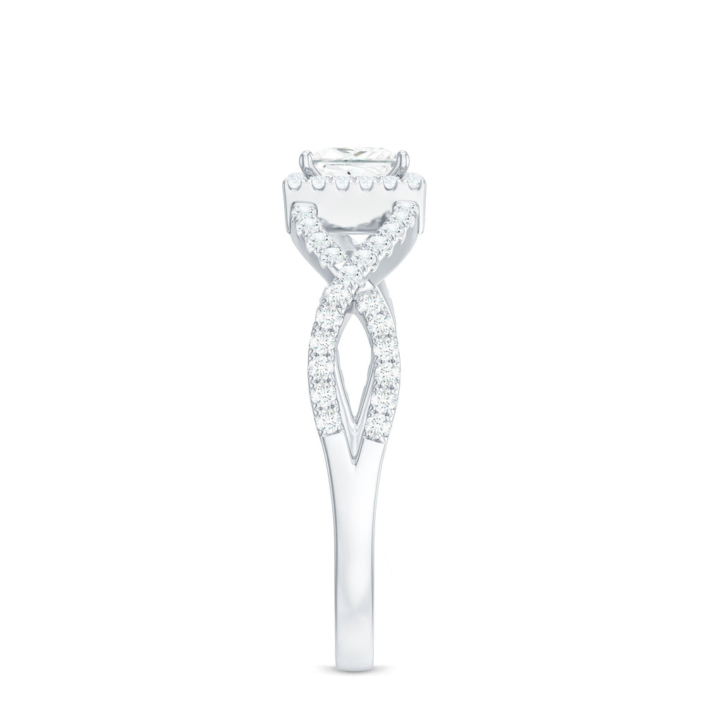 Moissanite 4mm Square Cut Engagement Ring with Crossover Shank