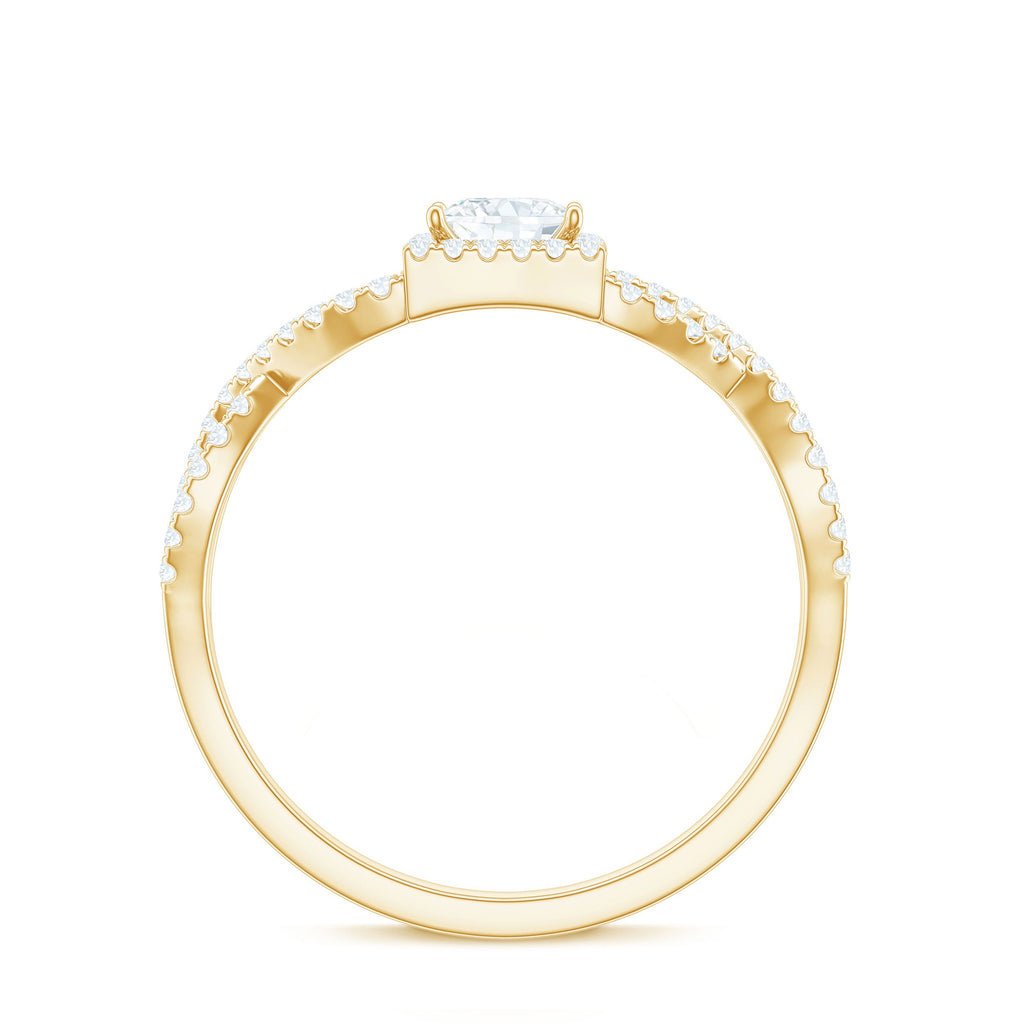 Moissanite 4mm Square Cut Engagement Ring with Crossover Shank