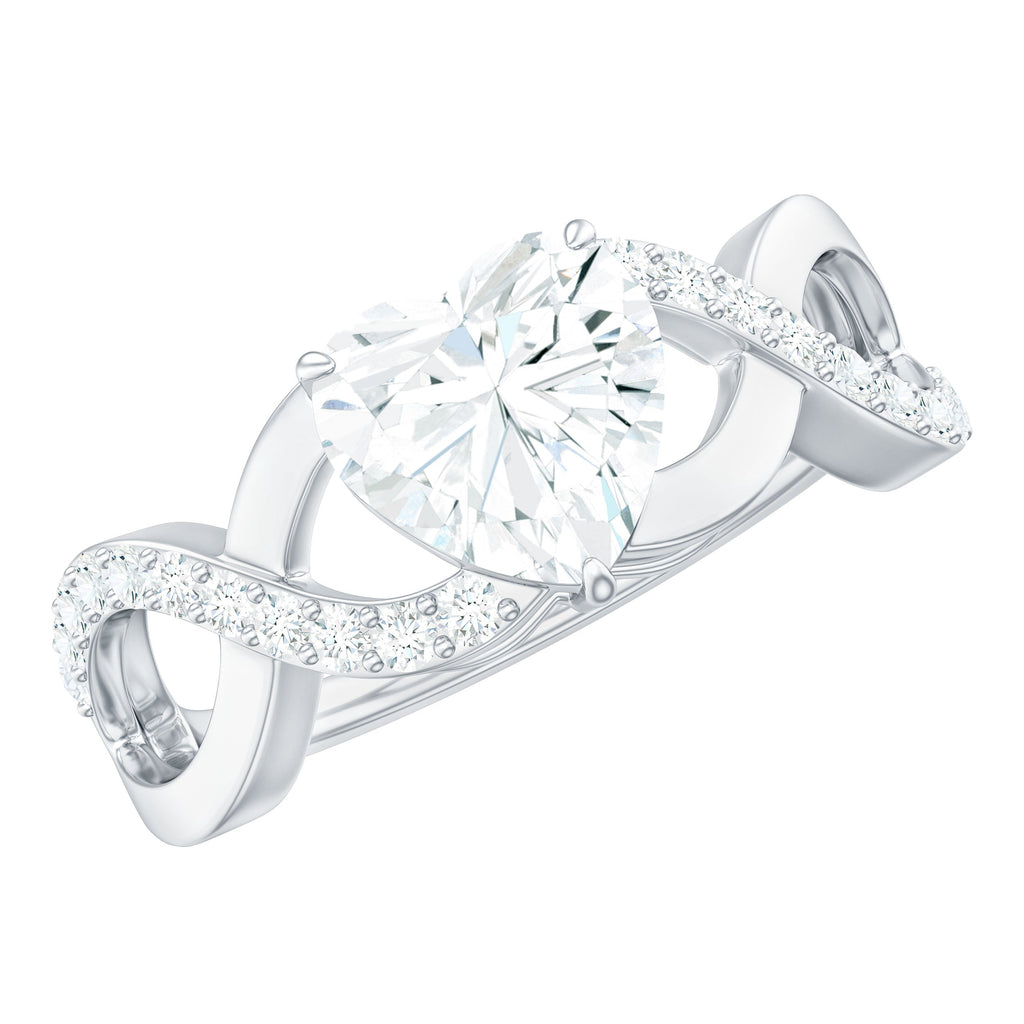 Heart Shape Certified Moissanite Infinity Style Engagement Ring