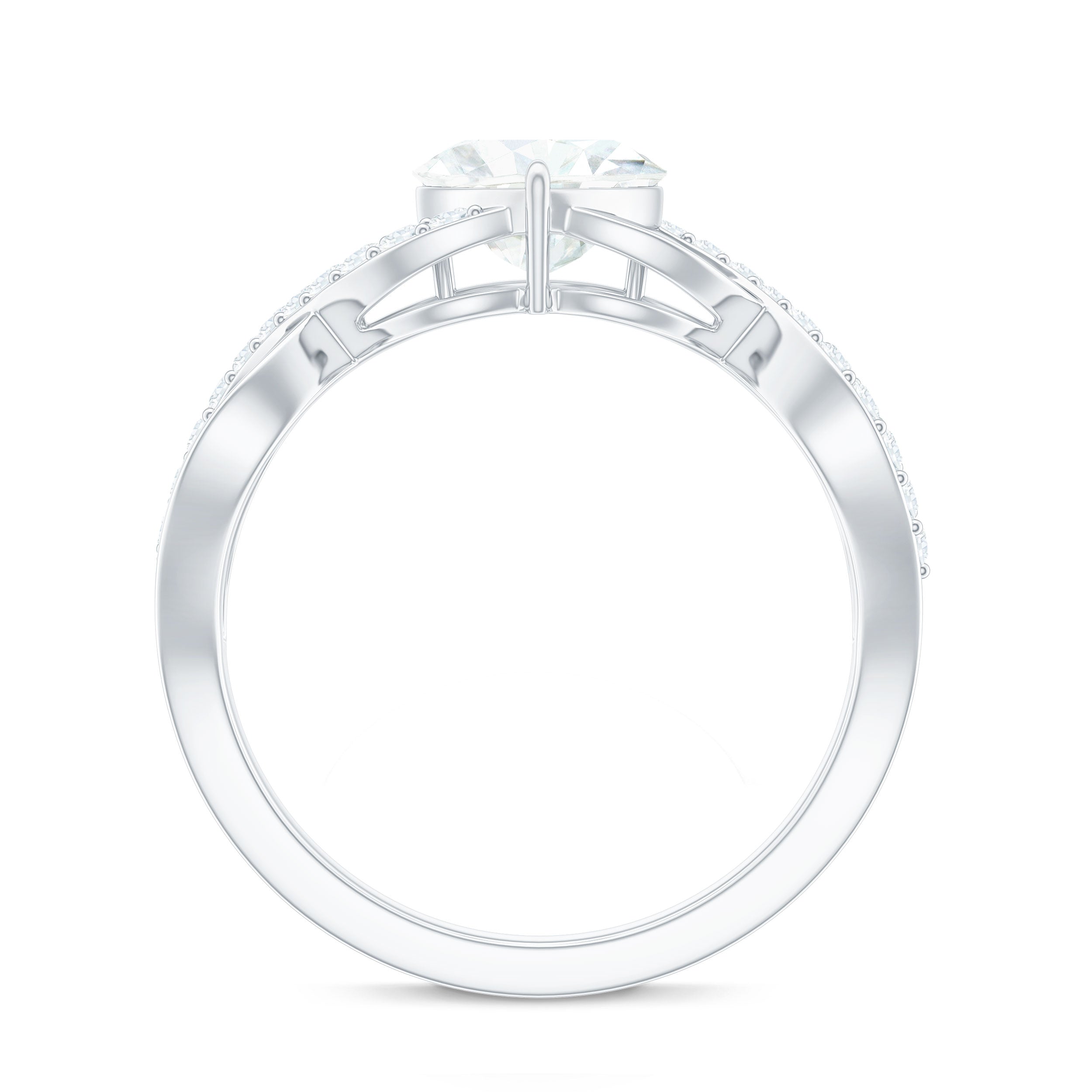 Heart Shape Certified Moissanite Infinity Style Engagement Ring