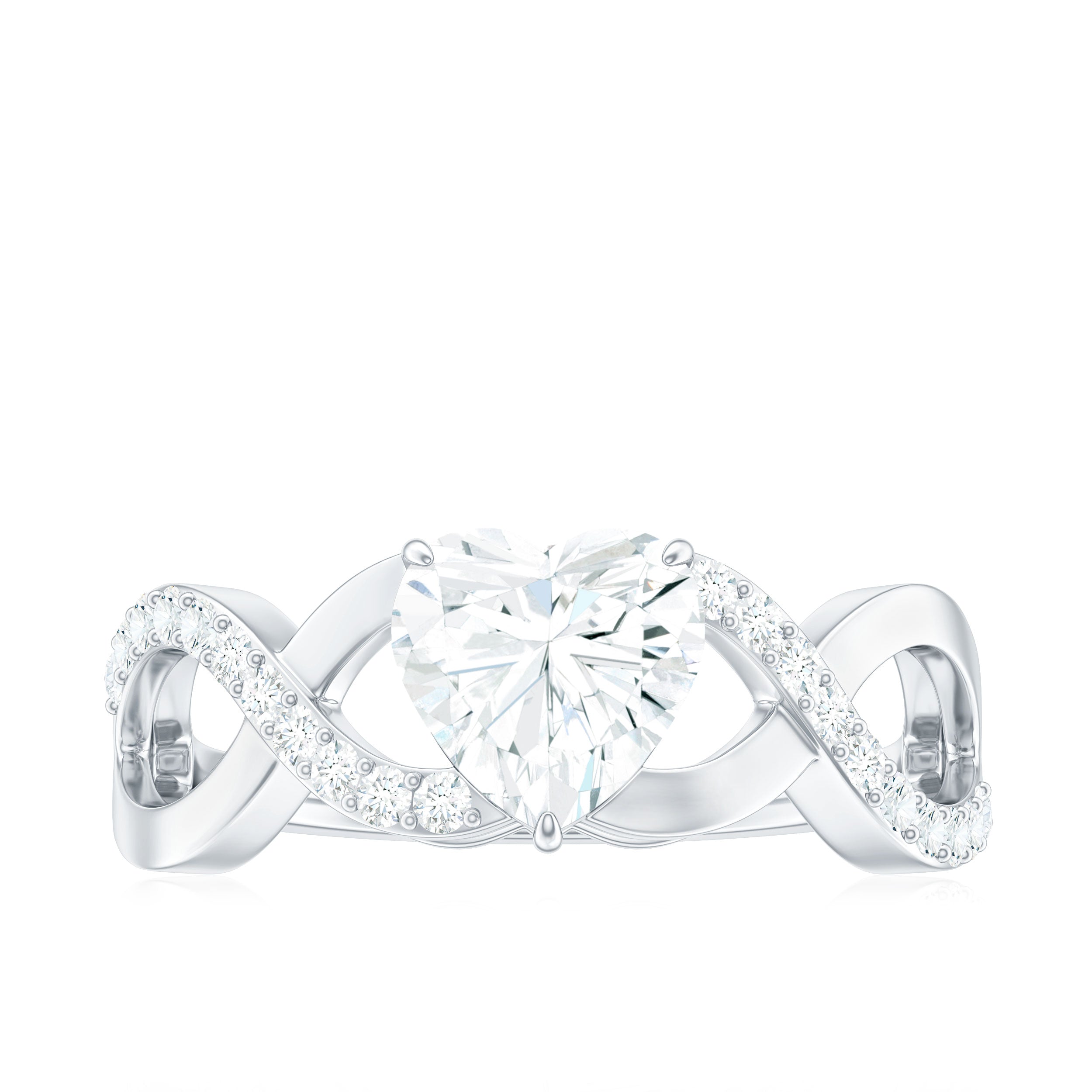 Heart Shape Certified Moissanite Infinity Style Engagement Ring