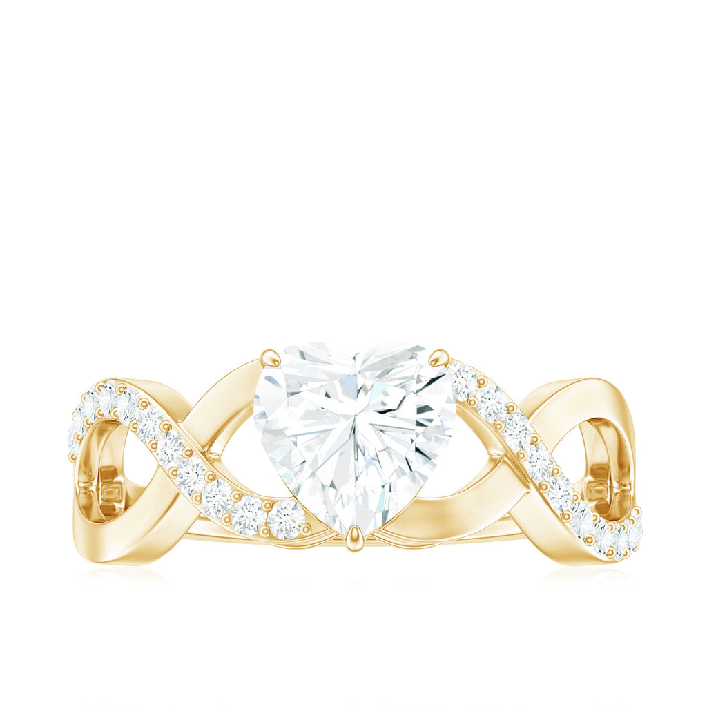 Heart Shape Certified Moissanite Infinity Style Engagement Ring