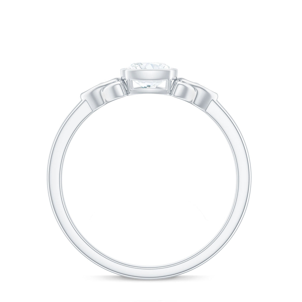 Brilliant Cut Moissanite Celtic Knot Engagement Ring in Bezel Setting