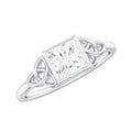5x5mm Princess Cut Certified Moissanite Solitaire Ring with Celtic Knot Style