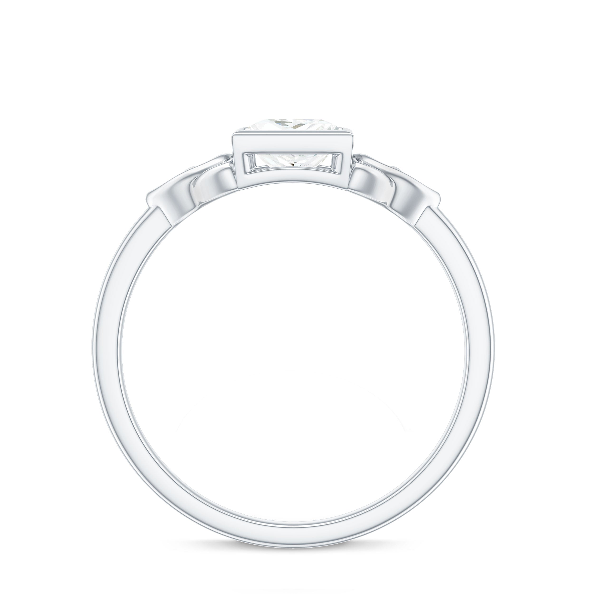 5x5mm Princess Cut Certified Moissanite Solitaire Ring with Celtic Knot Style