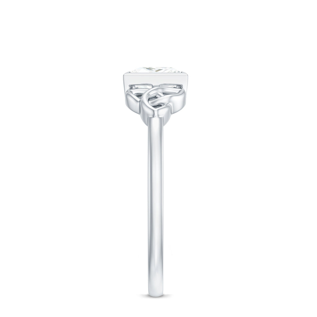 5x5mm Princess Cut Certified Moissanite Solitaire Ring with Celtic Knot Style