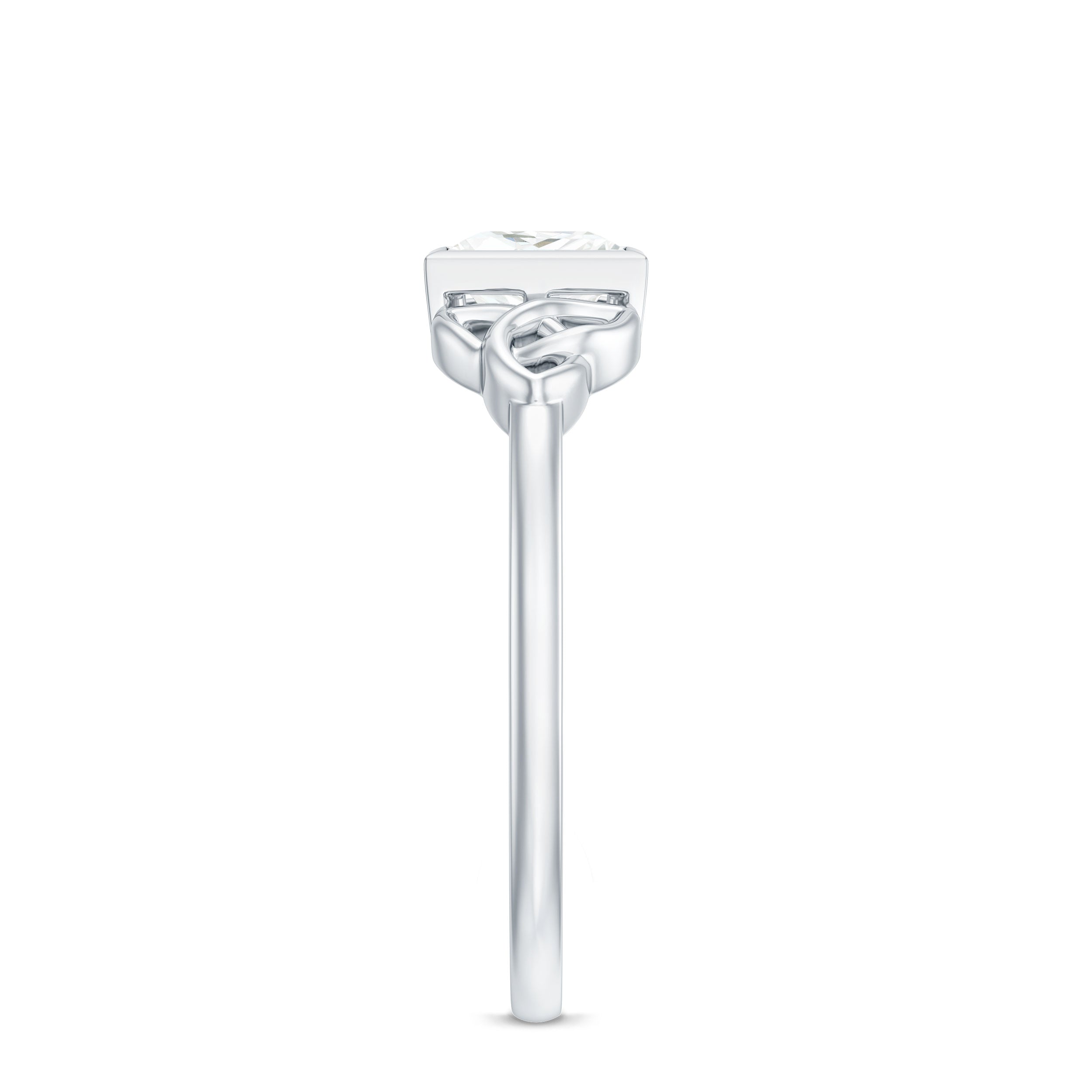5x5mm Princess Cut Certified Moissanite Solitaire Ring with Celtic Knot Style
