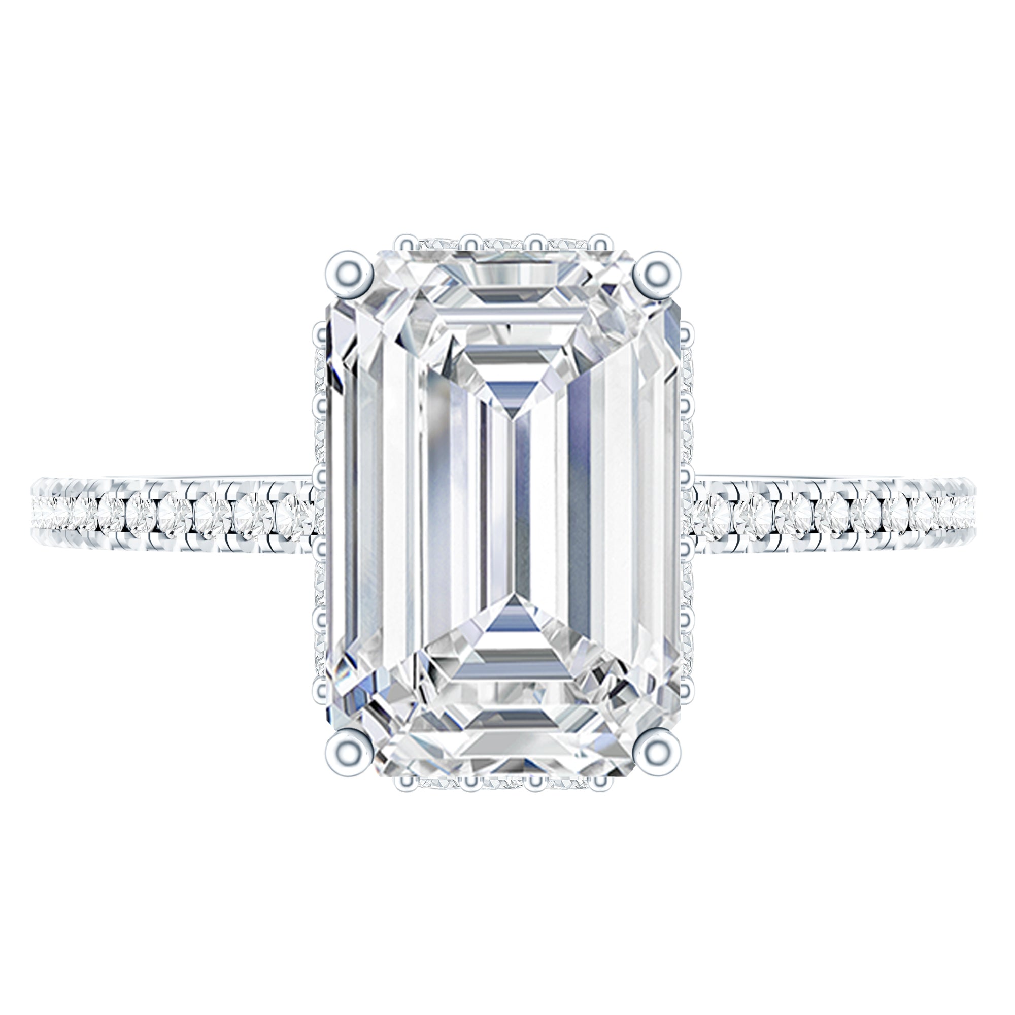 Certified 1.87 Carat Moissanite Emerald Cut Engagement Ring For Women