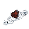 Real 1 Carat Garnet Heart Engagement Ring with Moissanite Braided Shank
