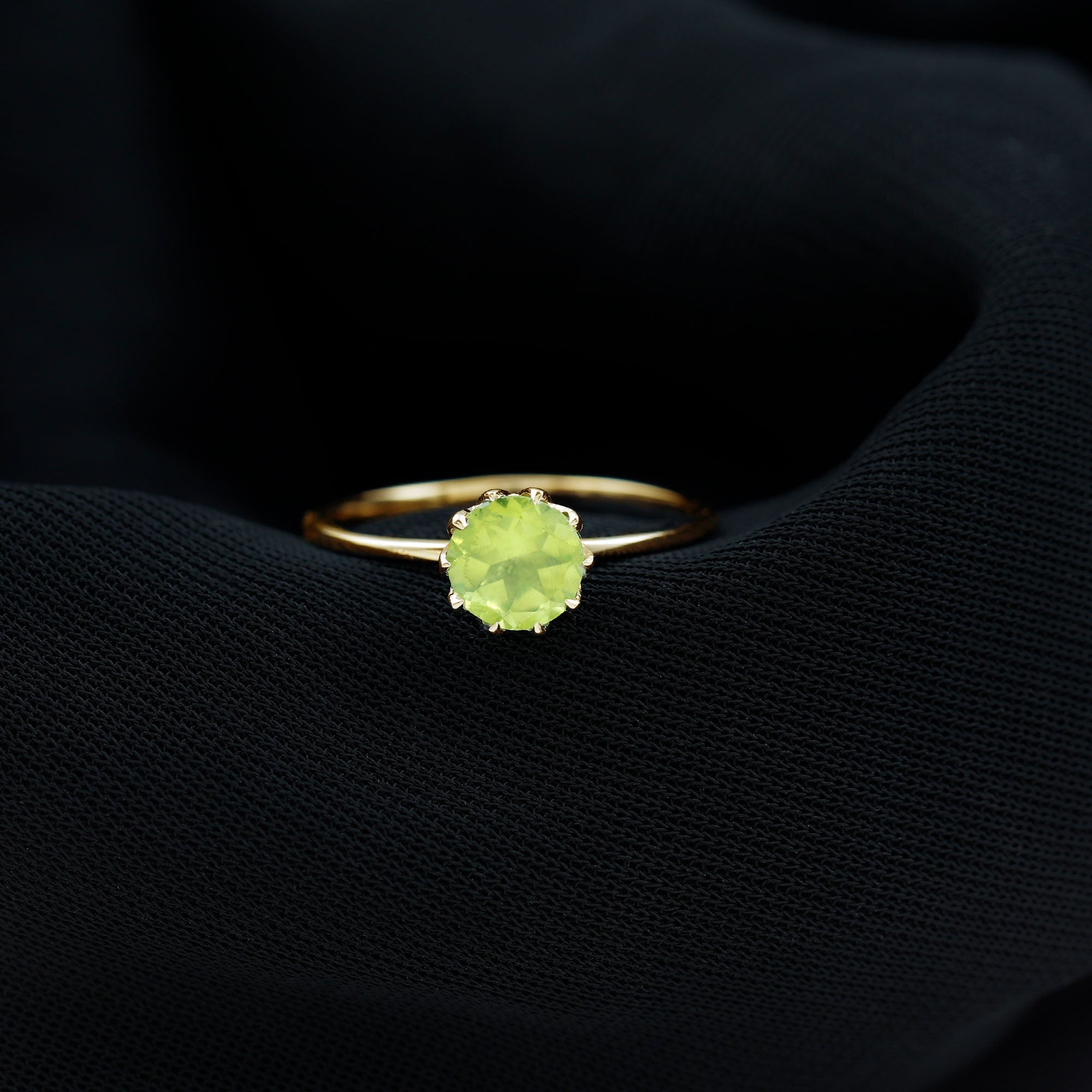 Genuine 2 Carat Peridot Engagement Ring in Lotus Basket Setting