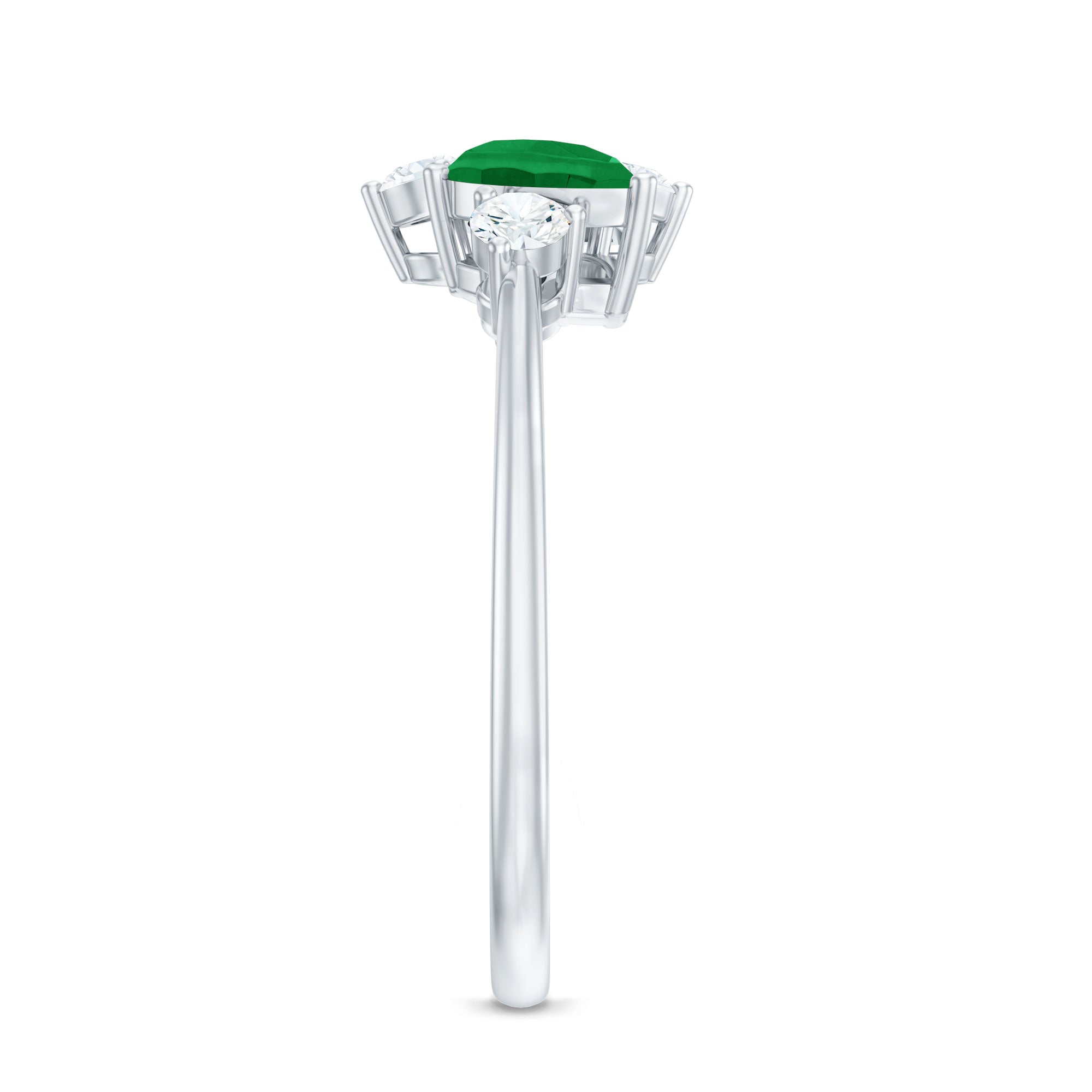 Natural Pear Shape Emerald Toi Et Moi Engagement Ring with Diamond