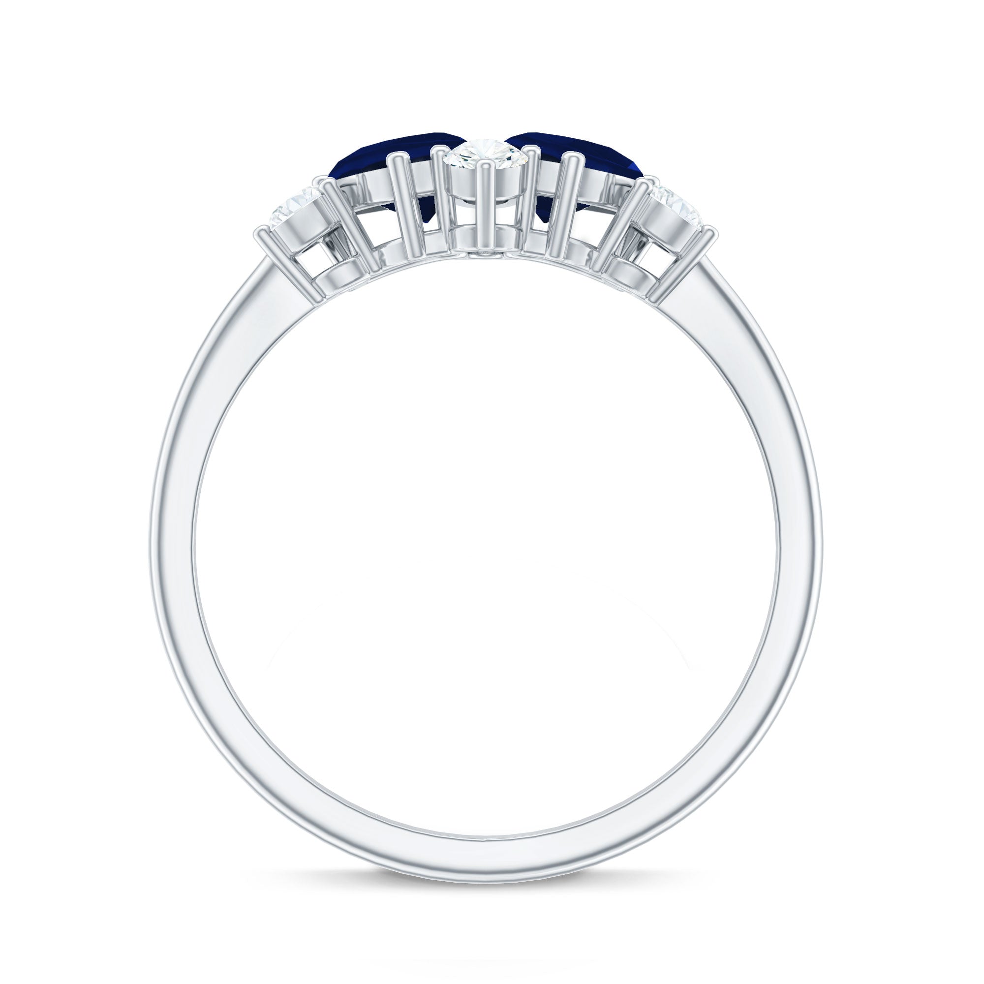 Pear Shape Blue Sapphire and Diamond Cluster Promise Ring
