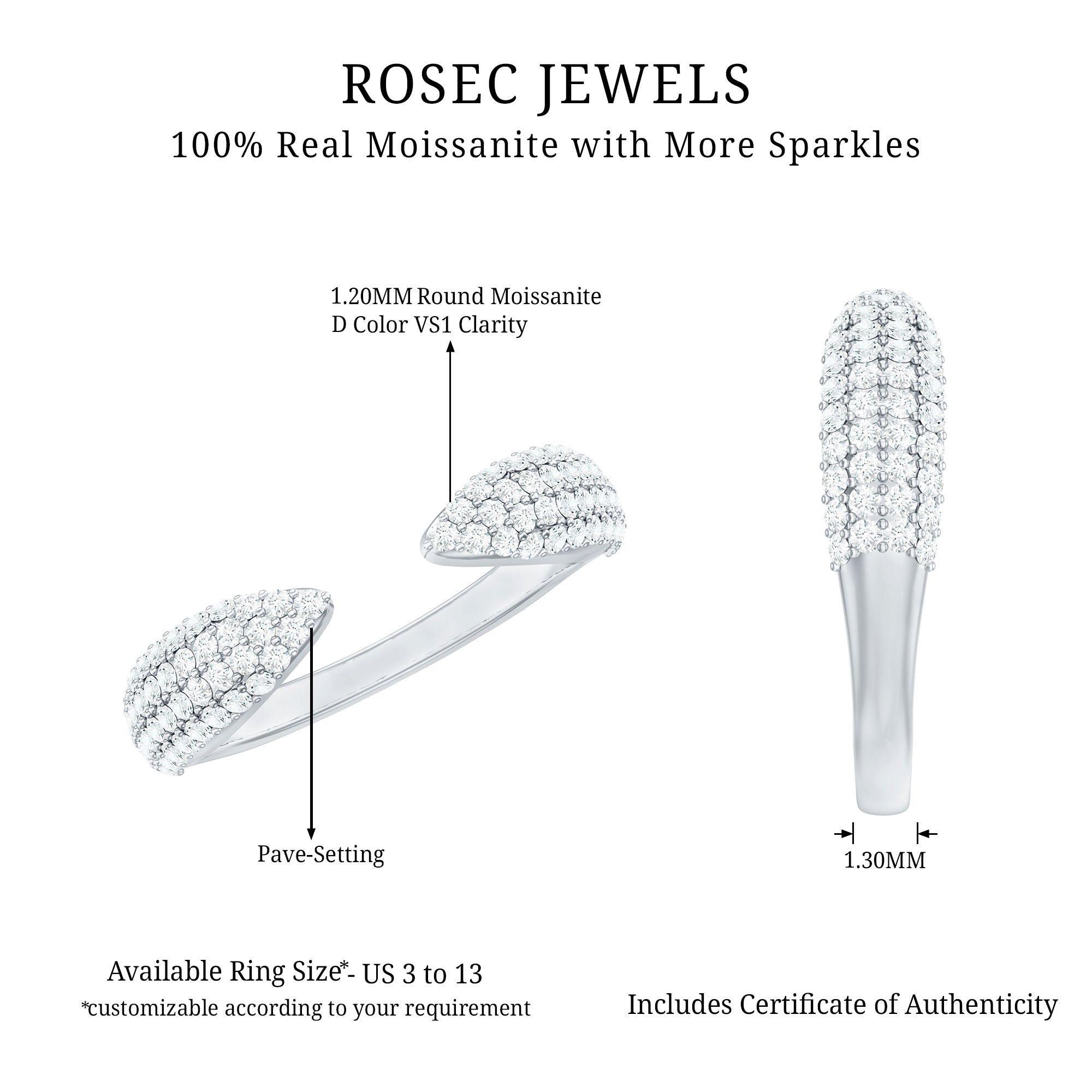 Certified Pave Set Moissanite Ring Enhancer