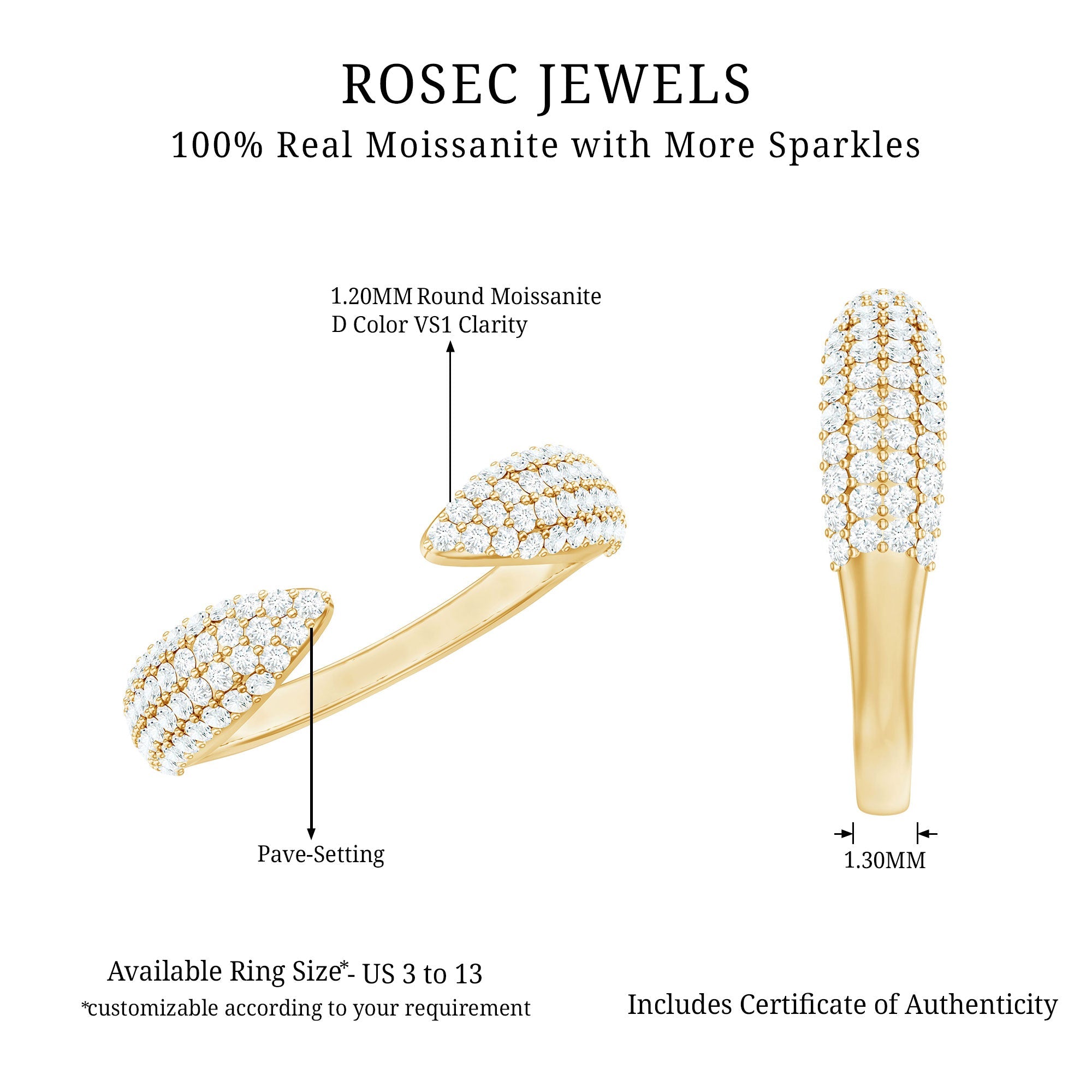 Certified Pave Set Moissanite Ring Enhancer