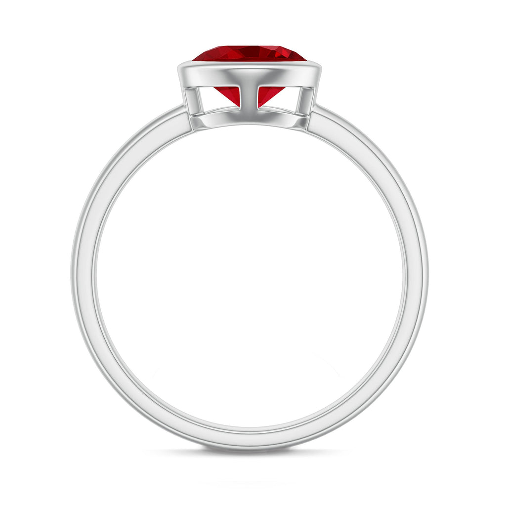 Bezel Set 8 MM Lab Created Ruby Solitaire Engagement Ring