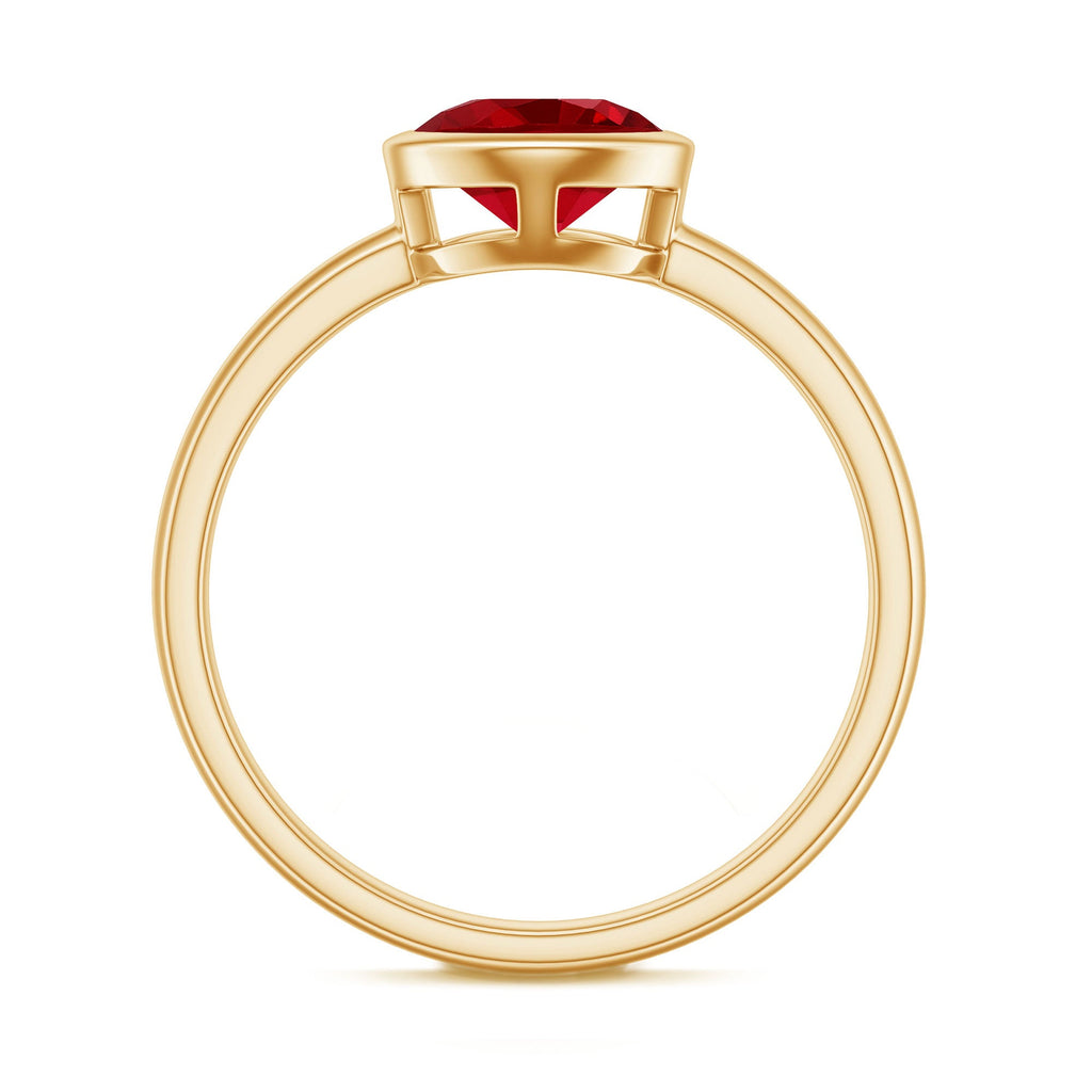 Bezel Set 8 MM Lab Created Ruby Solitaire Engagement Ring