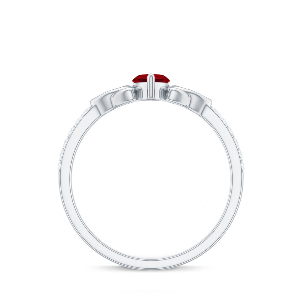 1.50 CT Lab Grown Ruby Celtic Knot Ring with Diamond