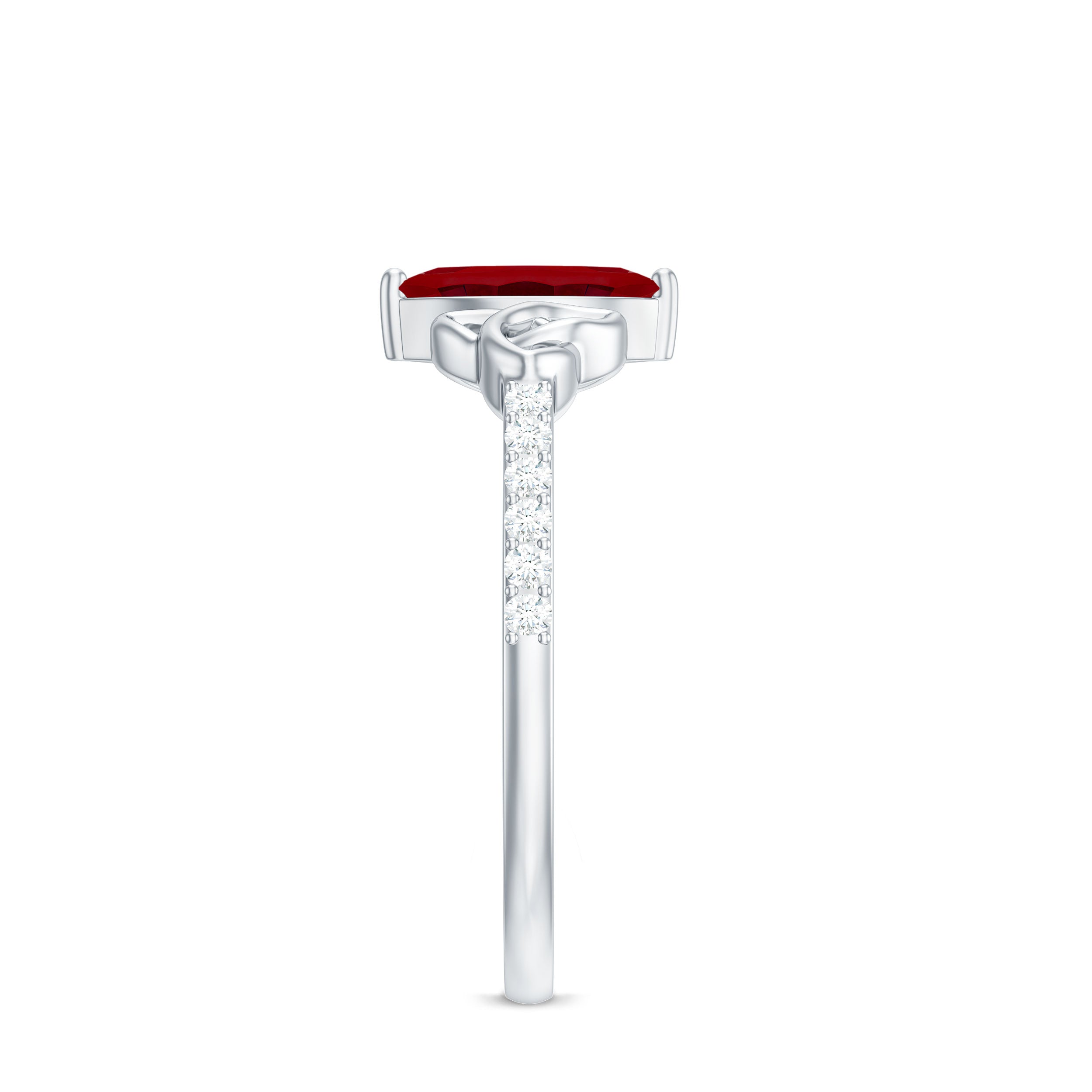 1.50 CT Lab Grown Ruby Celtic Knot Ring with Diamond