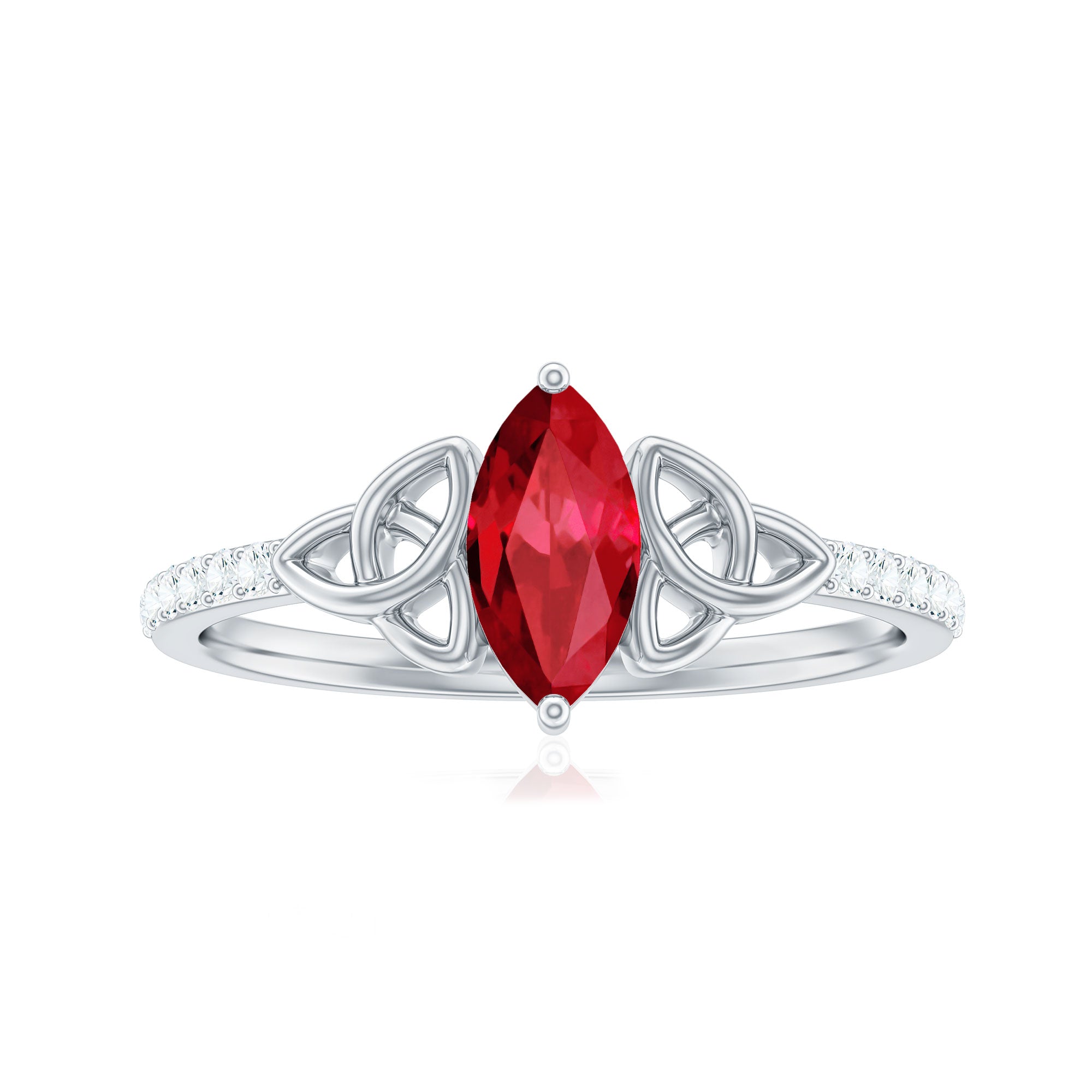 1.50 CT Lab Grown Ruby Celtic Knot Ring with Diamond