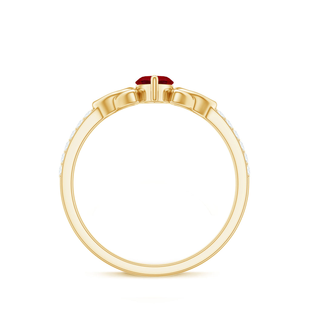 1.50 CT Lab Grown Ruby Celtic Knot Ring with Diamond