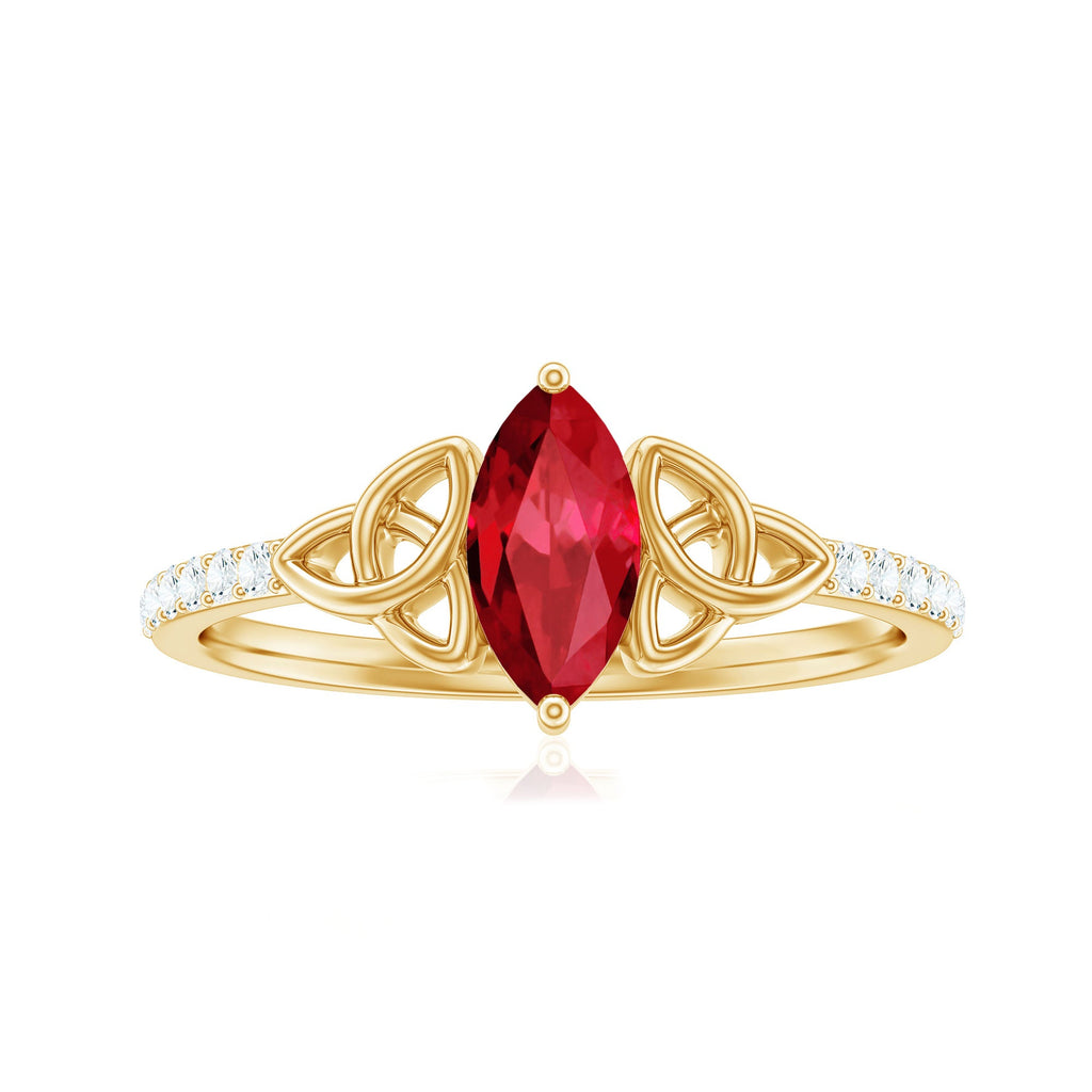 1.50 CT Lab Grown Ruby Celtic Knot Ring with Diamond