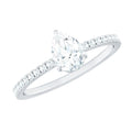 Pear Cut Moissanite Solitaire Ring with Side Stones