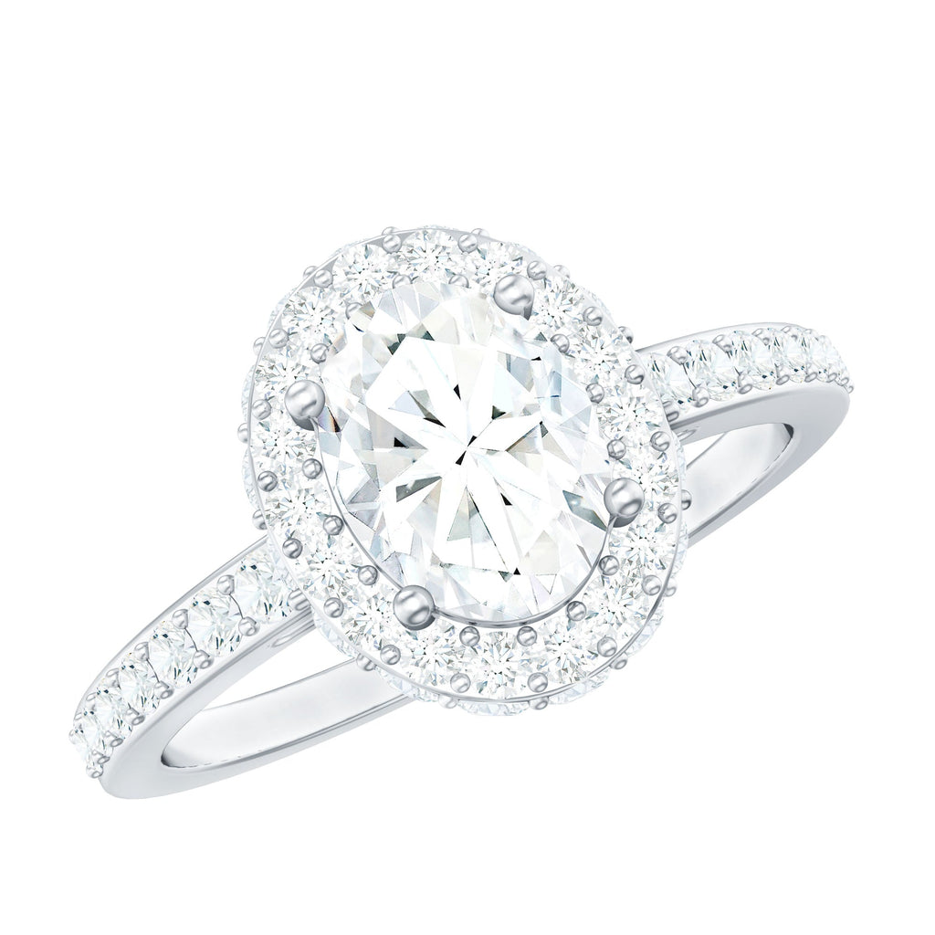 Brilliant Cut Moissanite Classic Engagement Ring with Halo