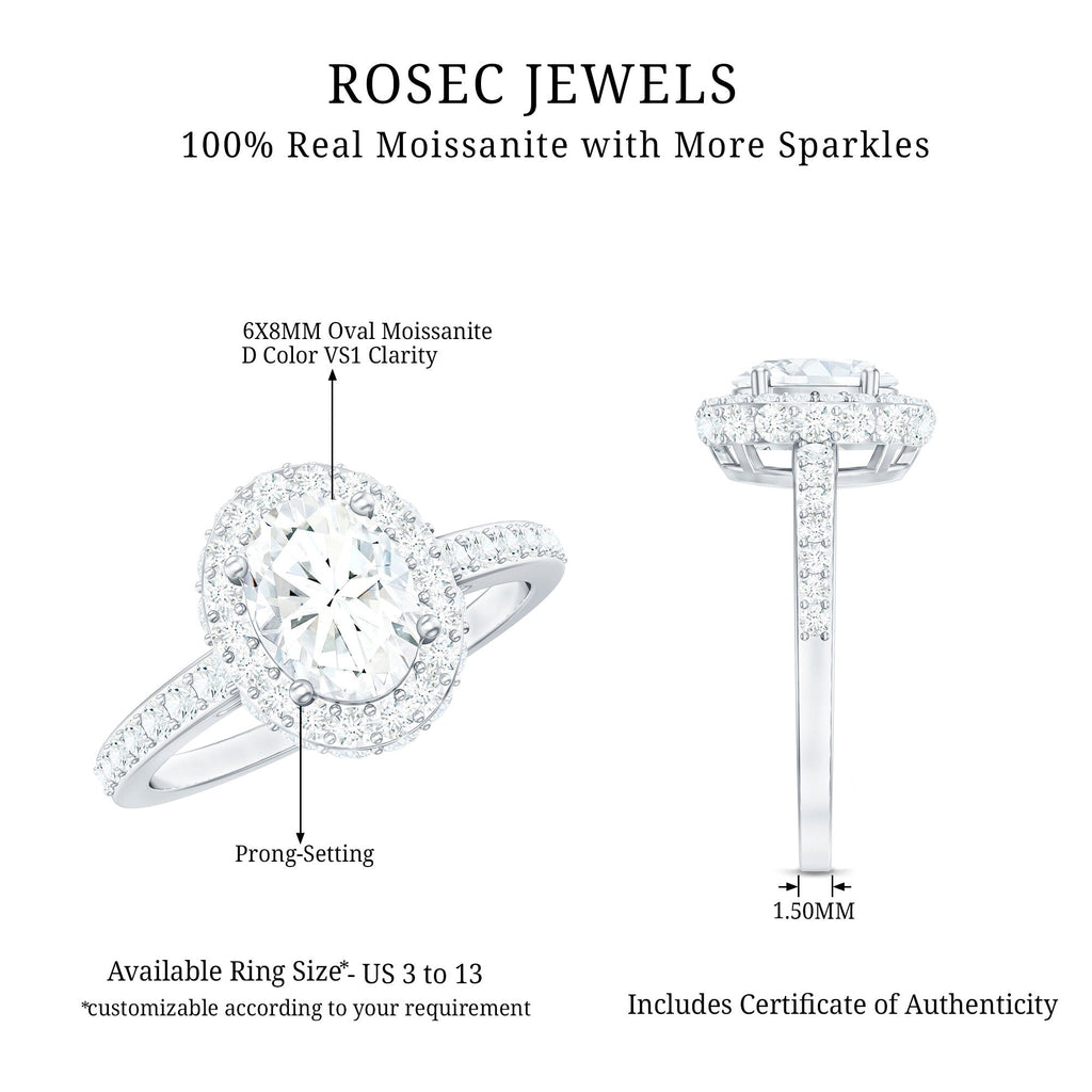 Brilliant Cut Moissanite Classic Engagement Ring with Halo