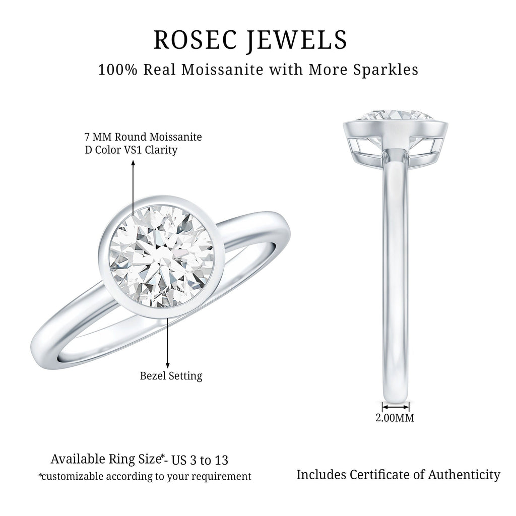 1.50 CT Moissanite Bezel Set Engagement Ring For Women