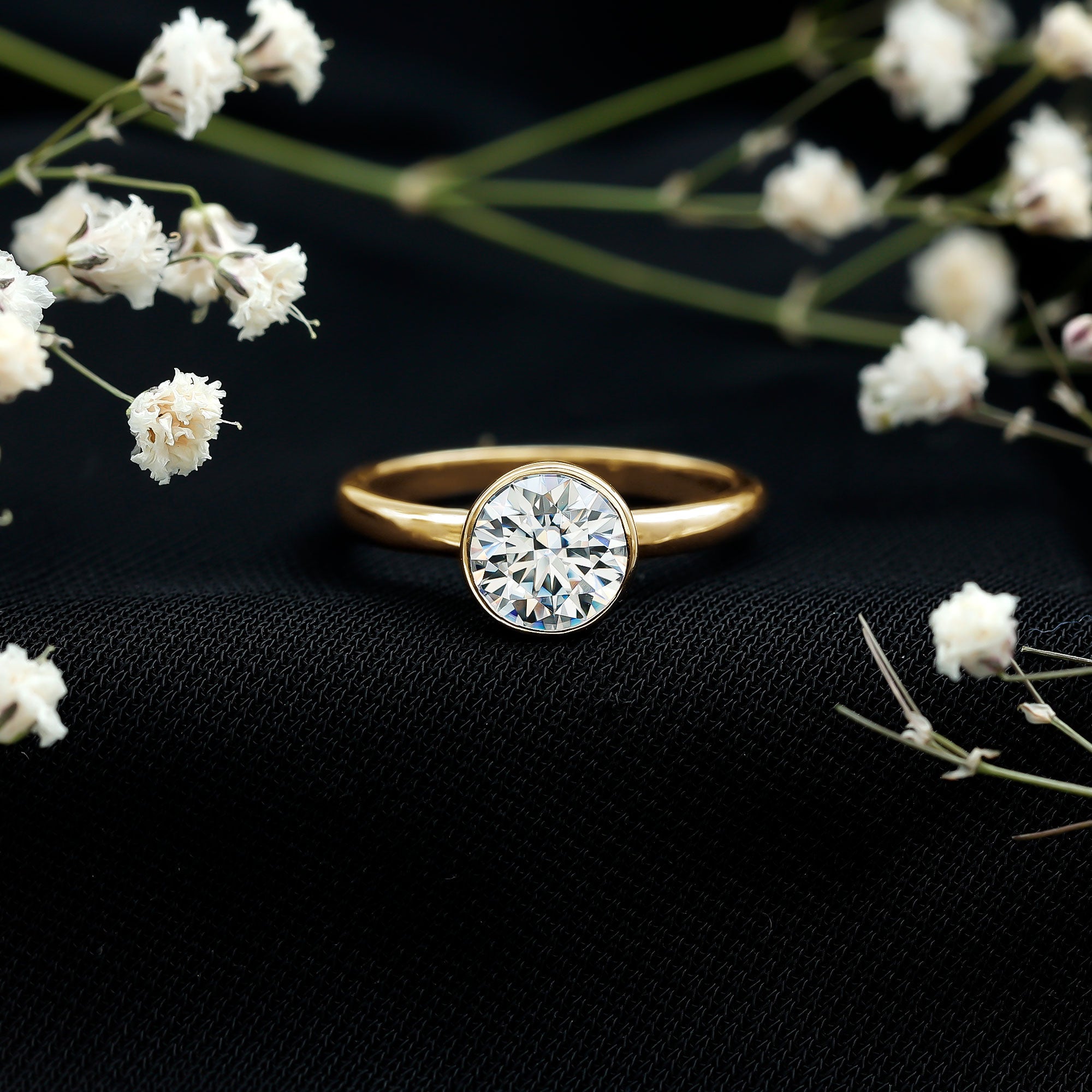 1.50 CT Moissanite Bezel Set Engagement Ring For Women