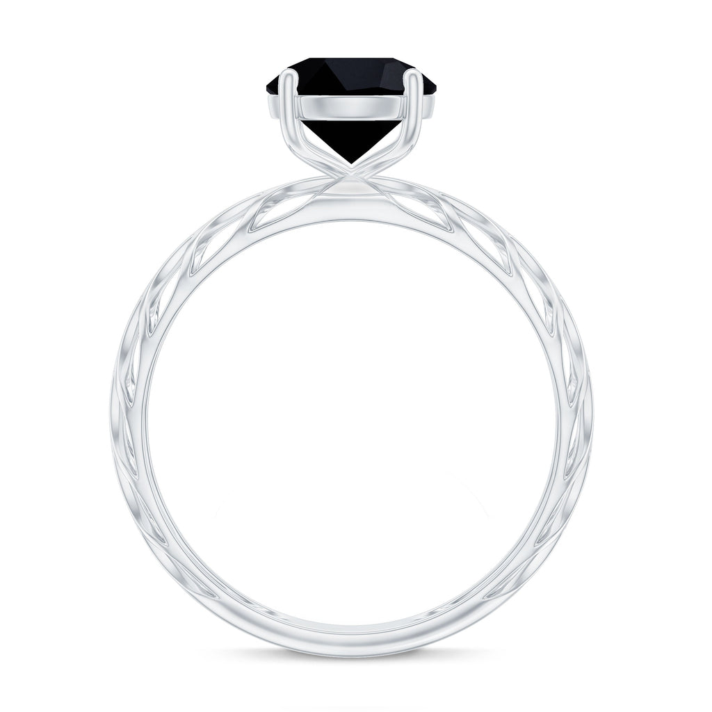Natural 2.6 Carat Black Spinel Solitaire Engagement Ring for Women