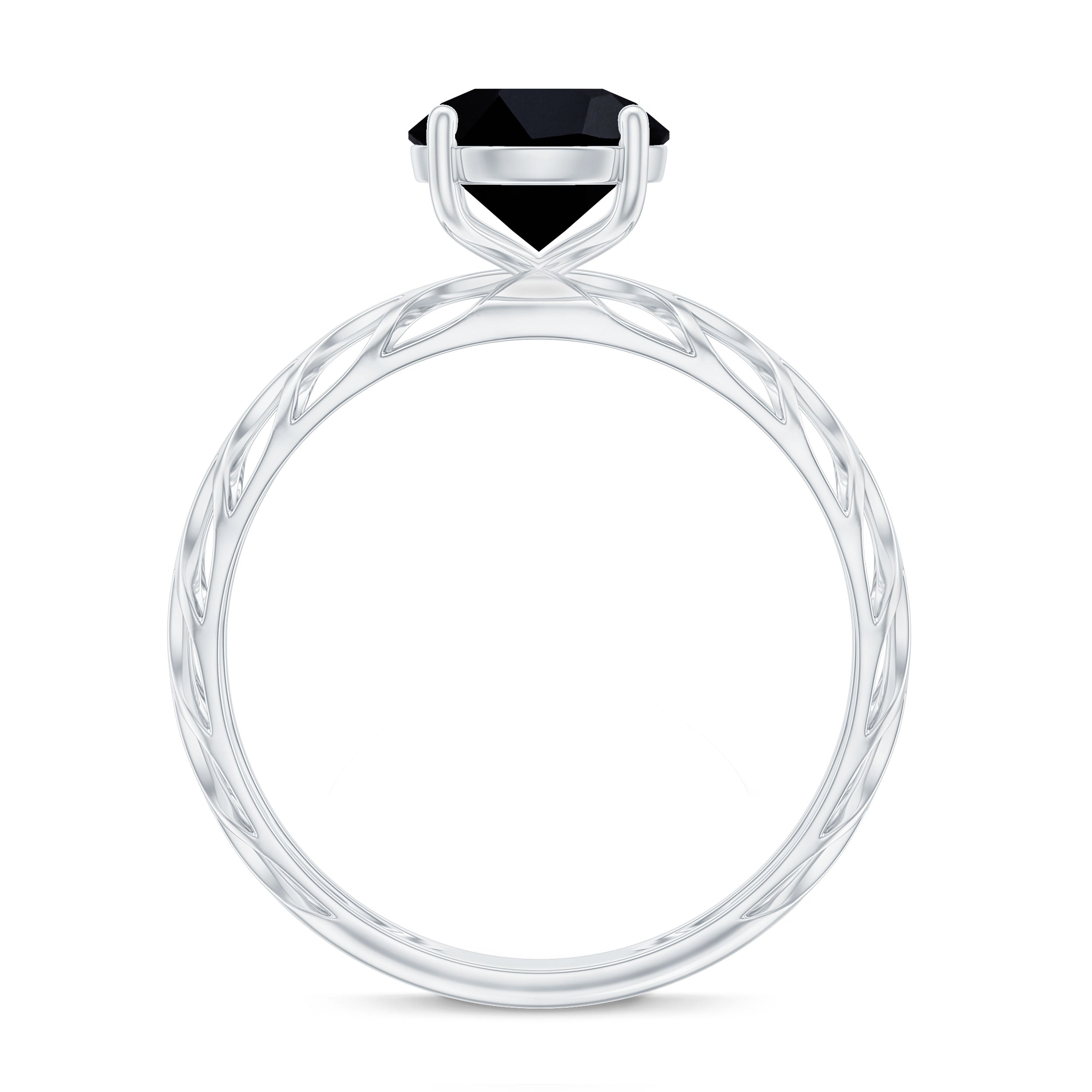 Natural 2.6 Carat Black Spinel Solitaire Engagement Ring for Women