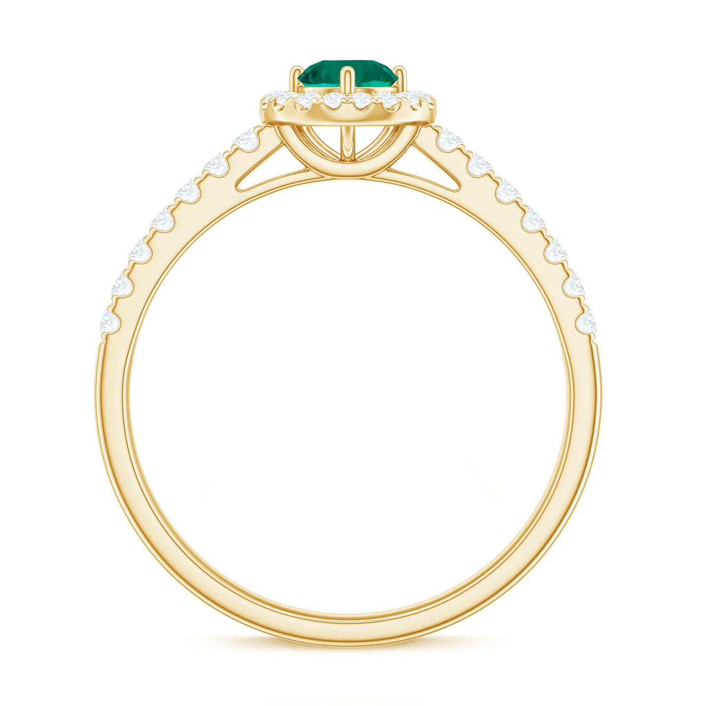 Certified Lab Grown Emerald Diamond Halo Engagement Ring