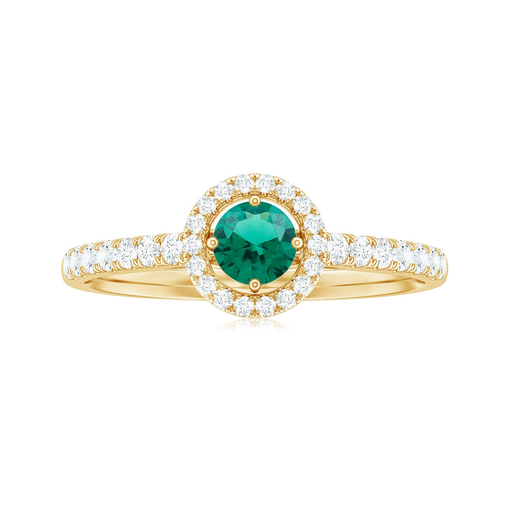 Certified Lab Grown Emerald Diamond Halo Engagement Ring
