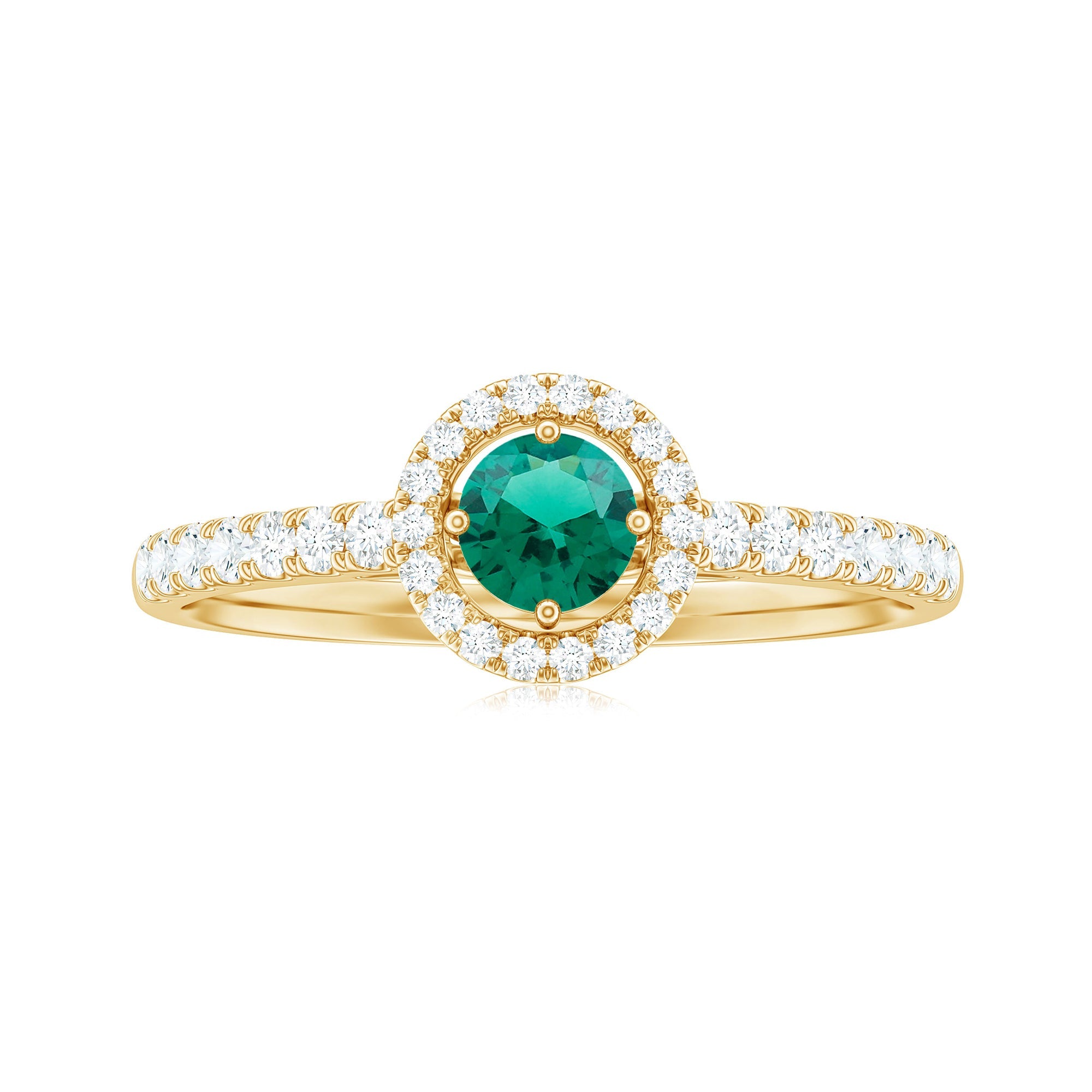 Certified Lab Grown Emerald Diamond Halo Engagement Ring