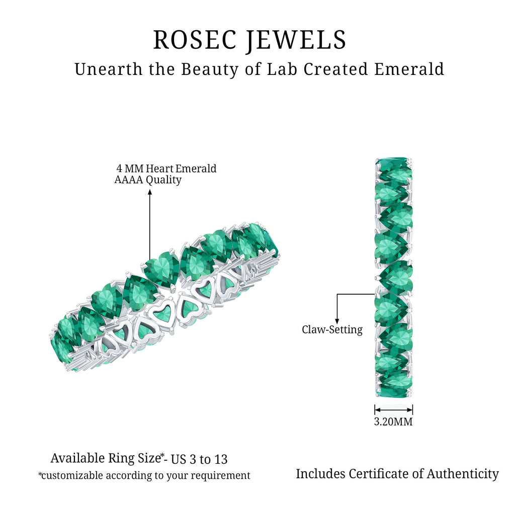Certified Lab Created Emerald Heart Eternity Band Ring For Her