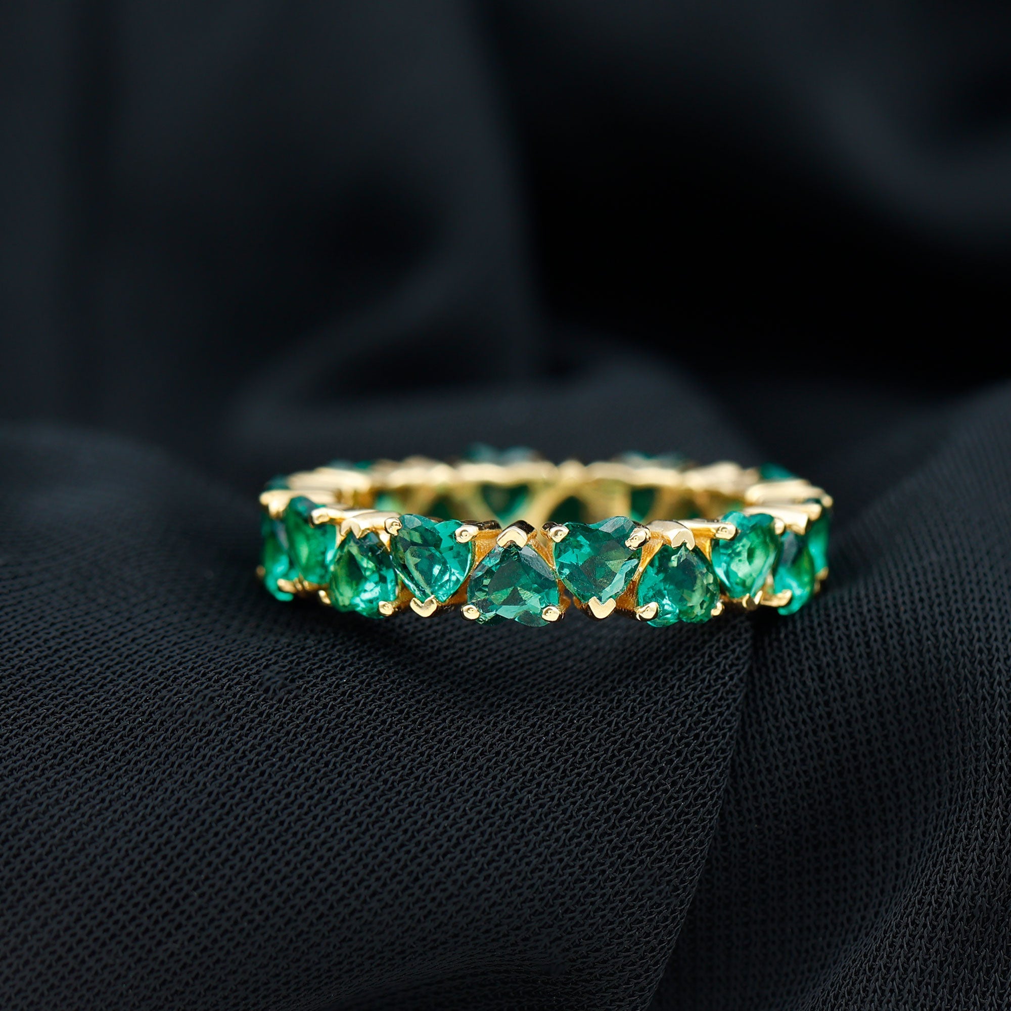 Certified Lab Created Emerald Heart Eternity Band Ring For Her