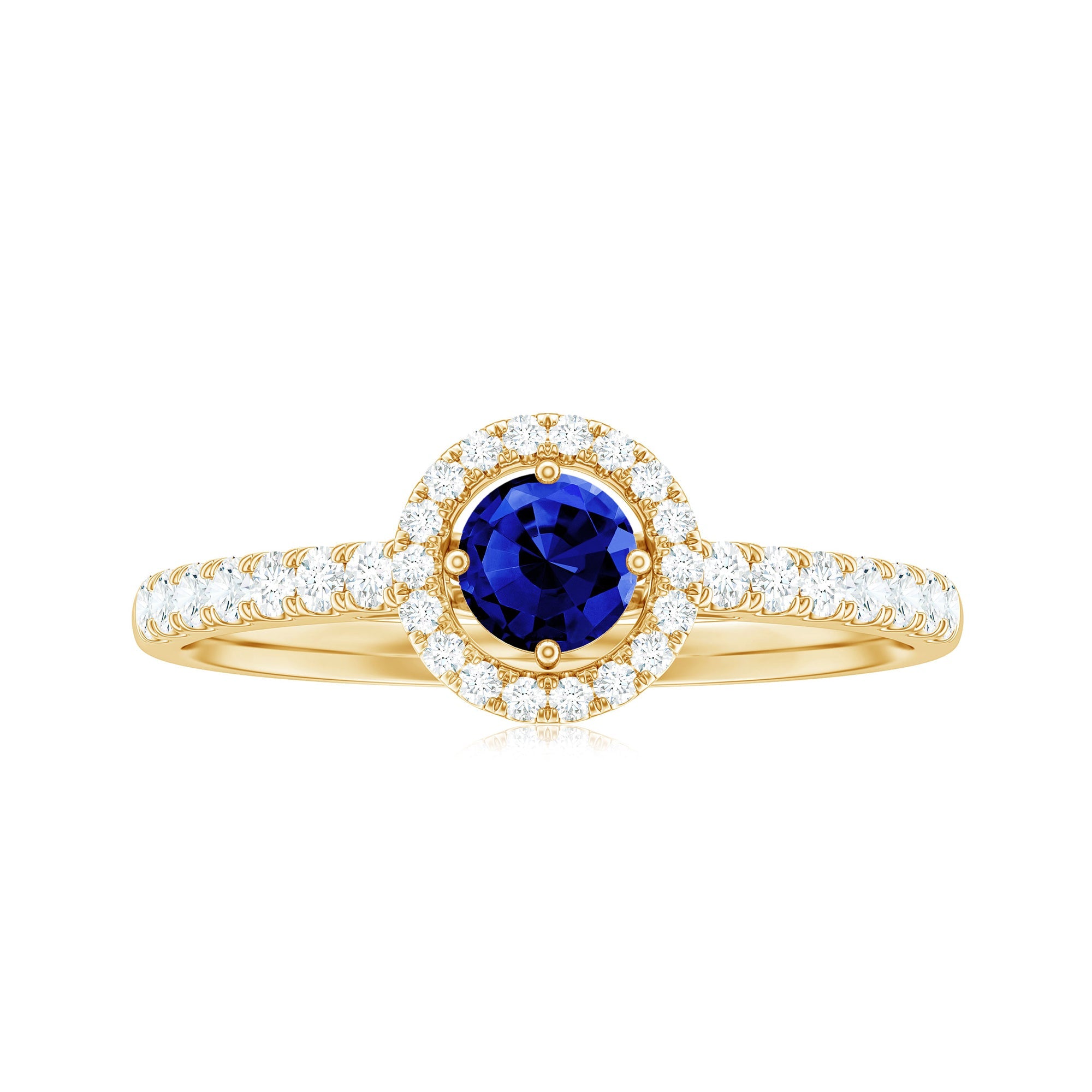 3/4 CT Created Blue Sapphire Engagement Ring with Diamond