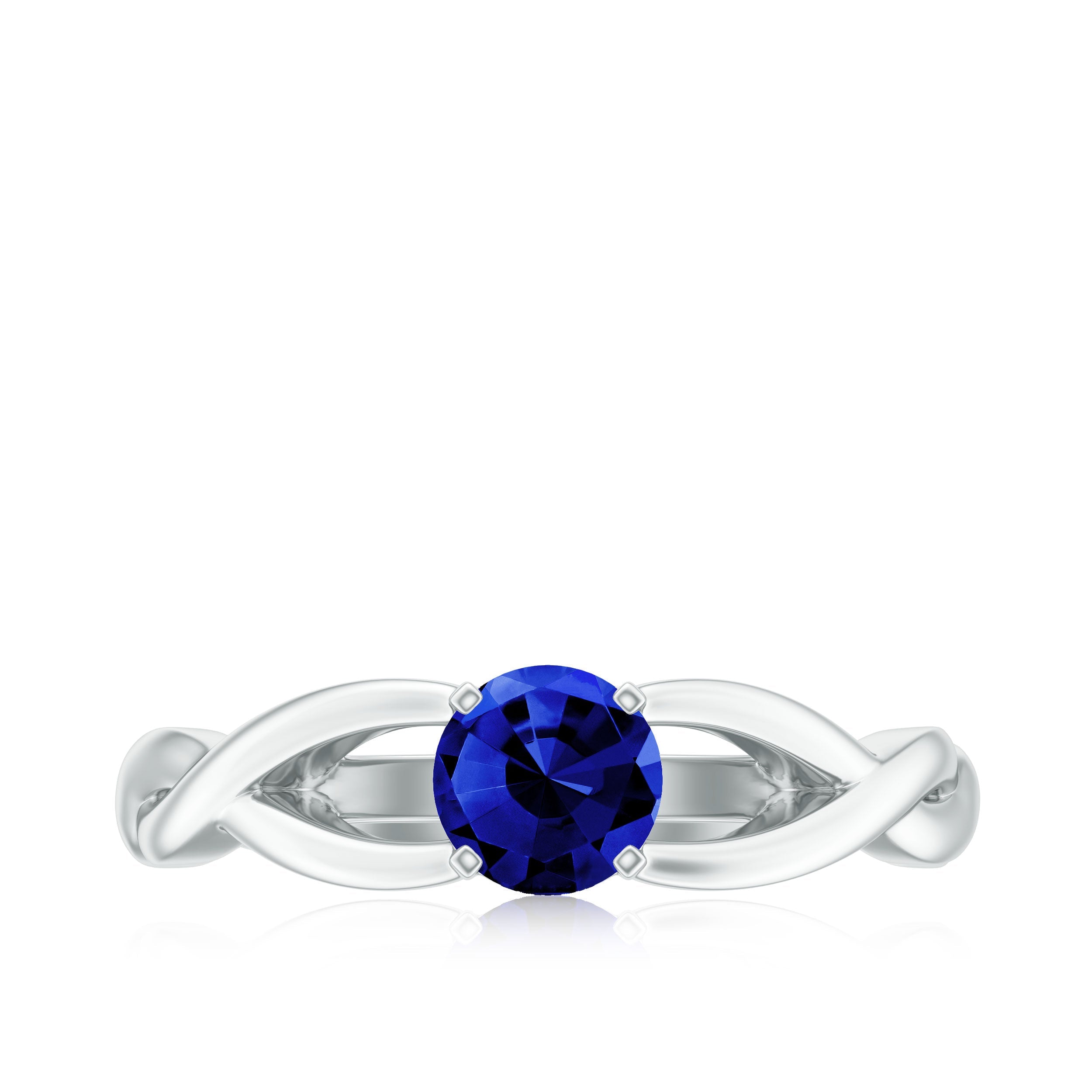 Certified Lab Created Blue Sapphire Solitaire Ring with Surprise Diamond