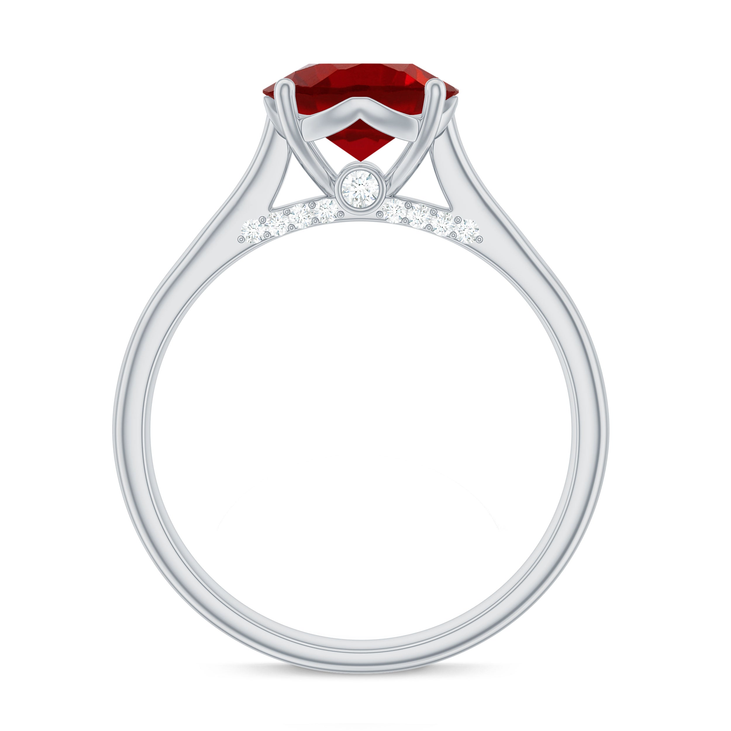 Solitaire 8 MM Lab Created Ruby Engagement Ring with Surprise Diamonds